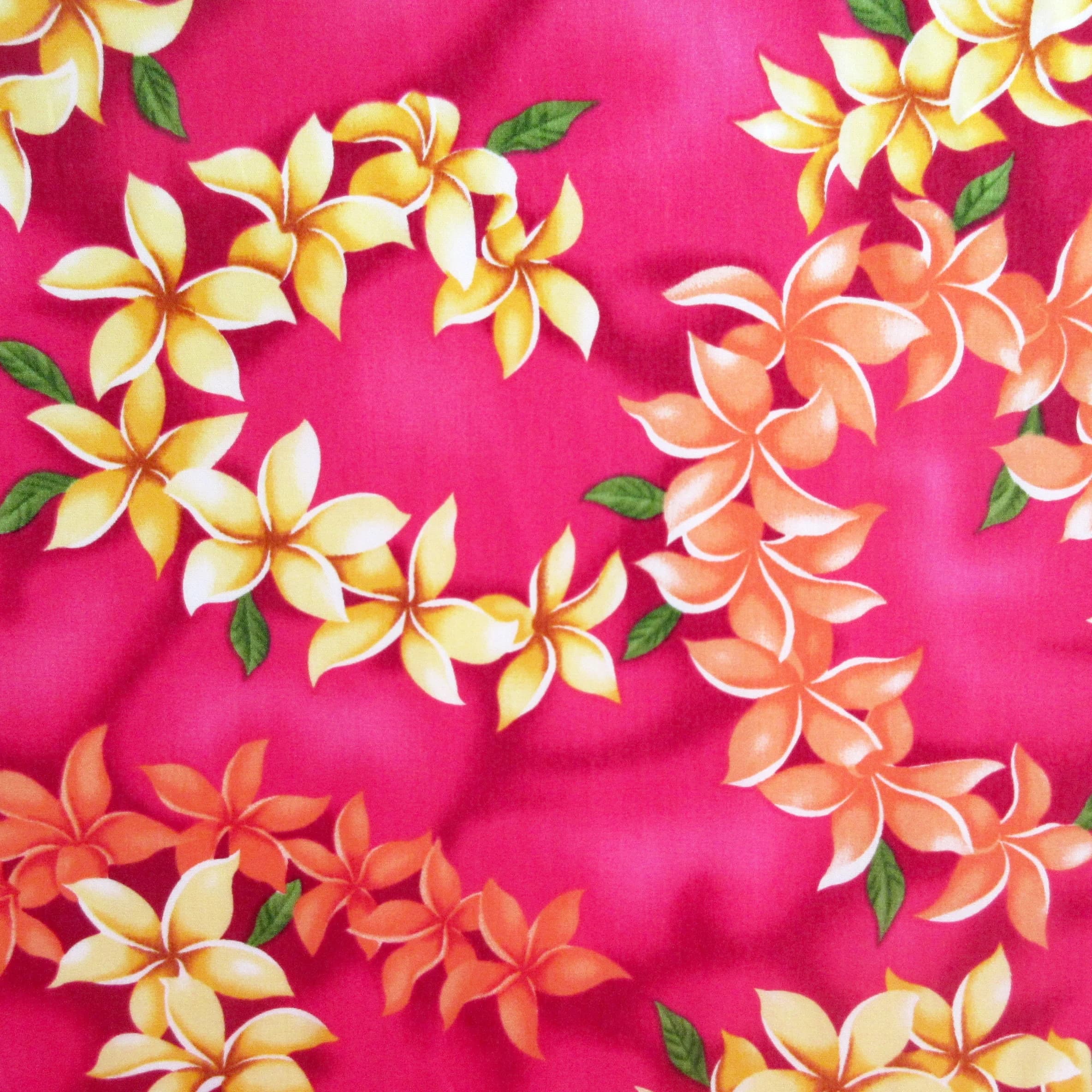 Hawaii Fabric, Island Plumeria Leis on Hot Pink, By the Half or Full Yard - image 3