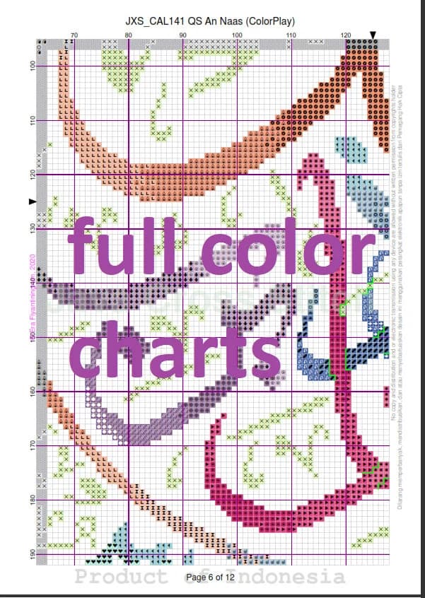 Calligraphy QS An Naas (ColorPlay) Instant Download PDF Islamic Cross Stitch Charts - image 2
