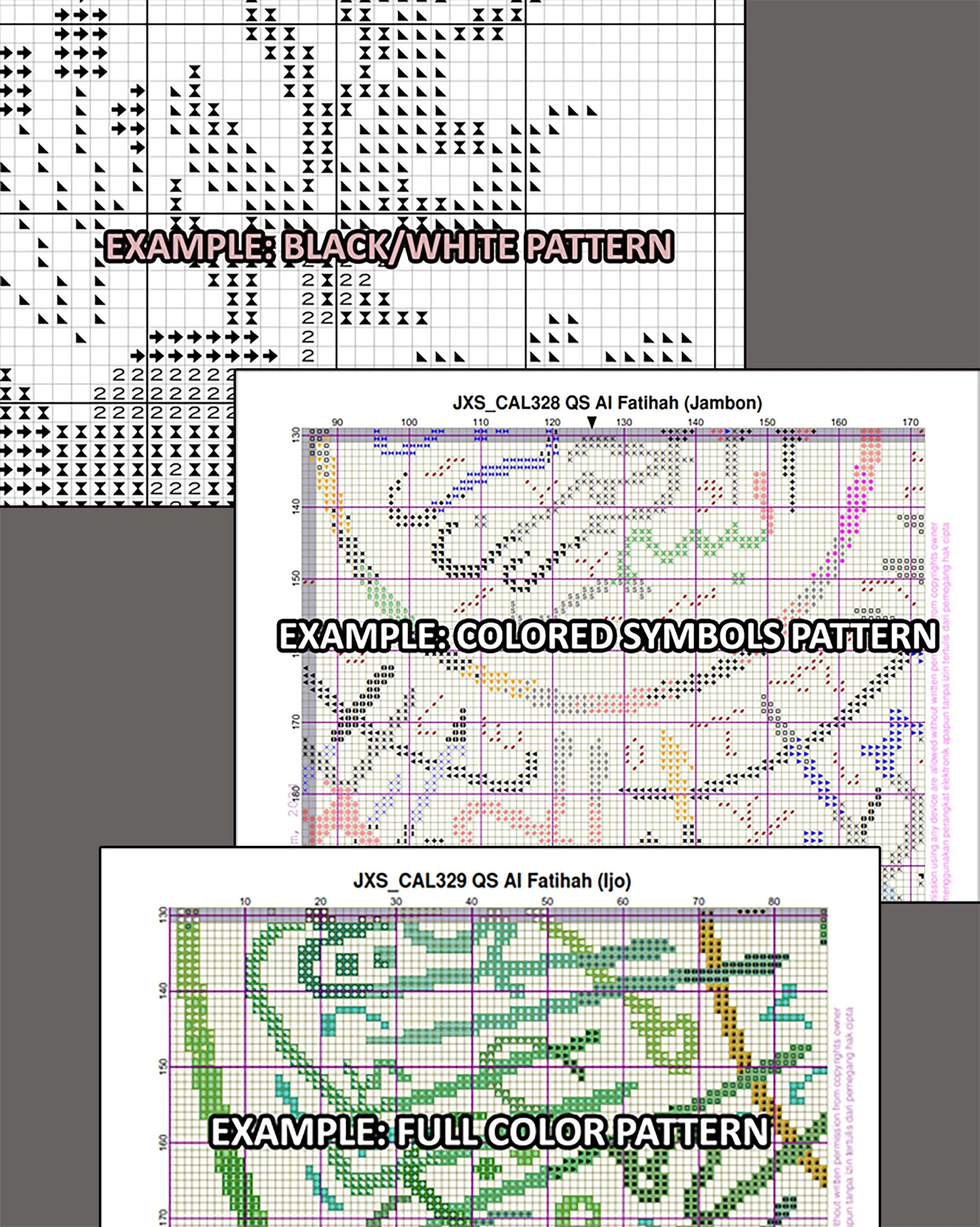Arabic Calligraphy Cross Stitch Patterns: Takbir, Tahmid, Tasbih (PDF Download)