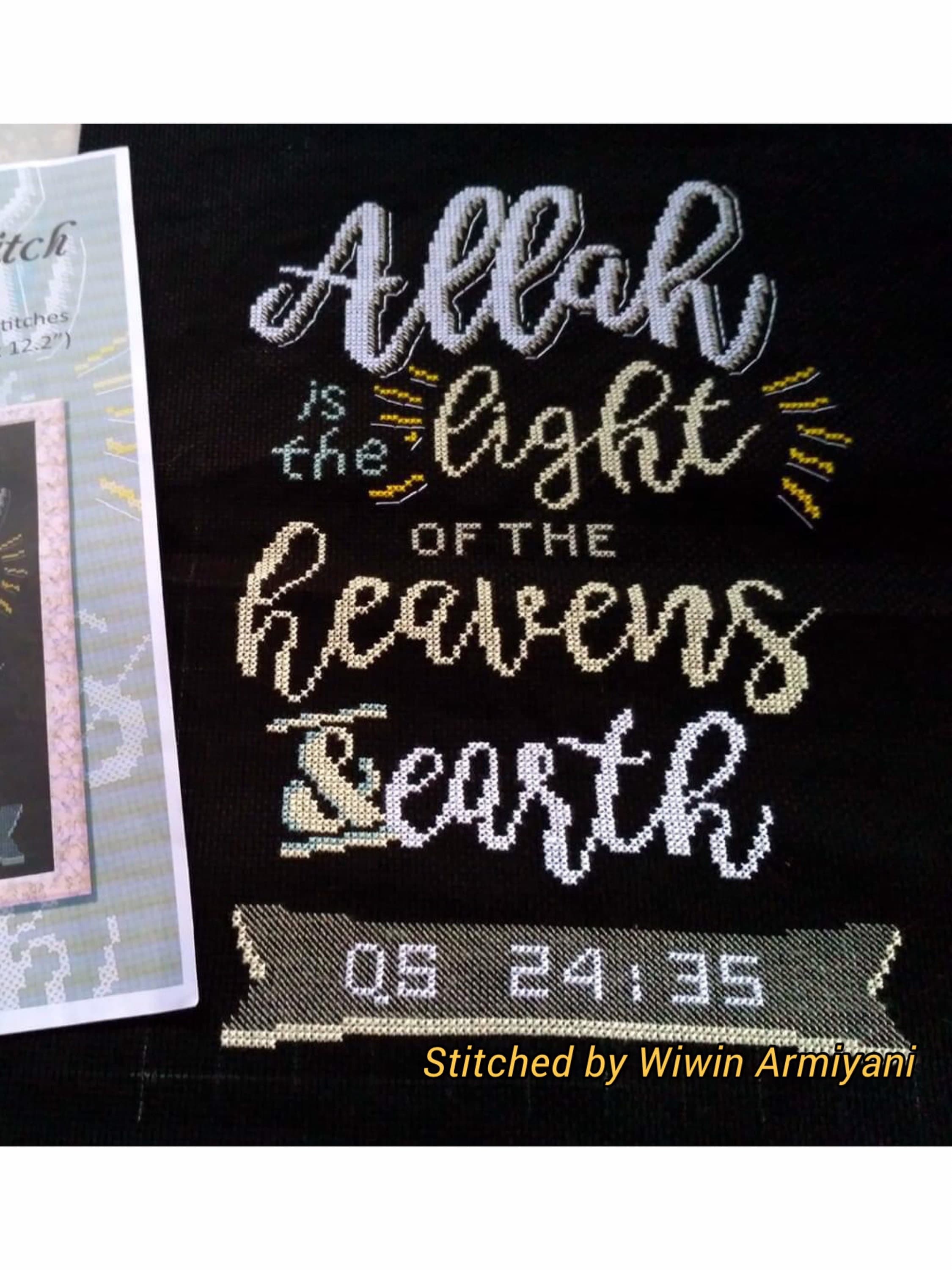 Islamic Cross Stitch Typography Quran Surah An Nuur 35 (Chalk) PDF Download