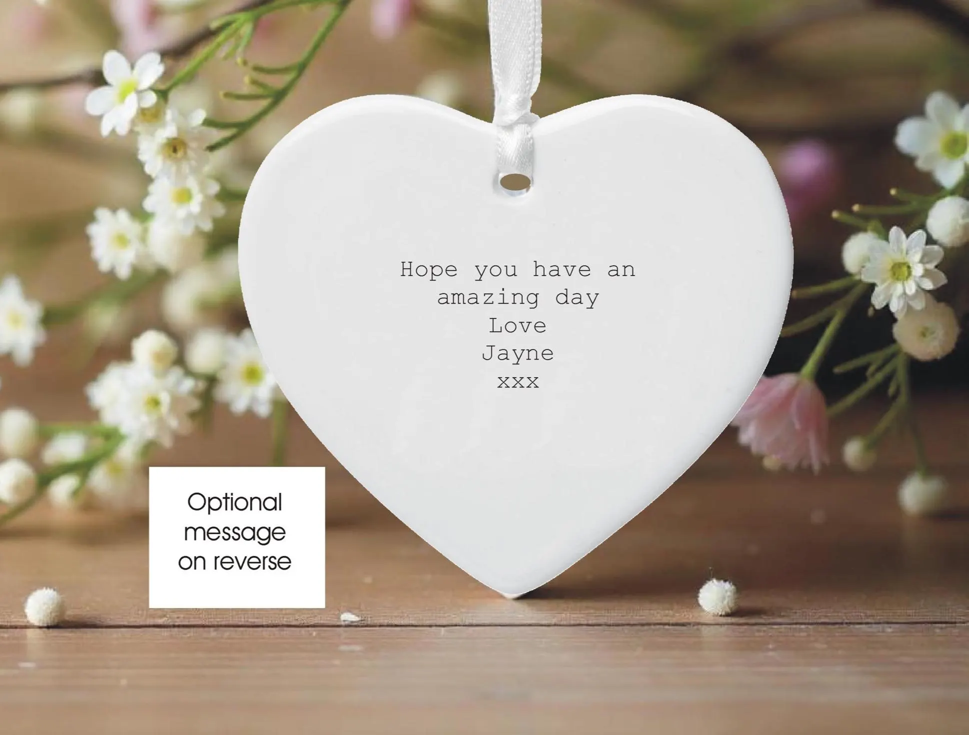 Personalised Birth Flower 80th Milestone Birthday Ceramic Heart Keepsake Decoration - Birthday Gift for a Sister, Friend, Mum, Grandma - image 4