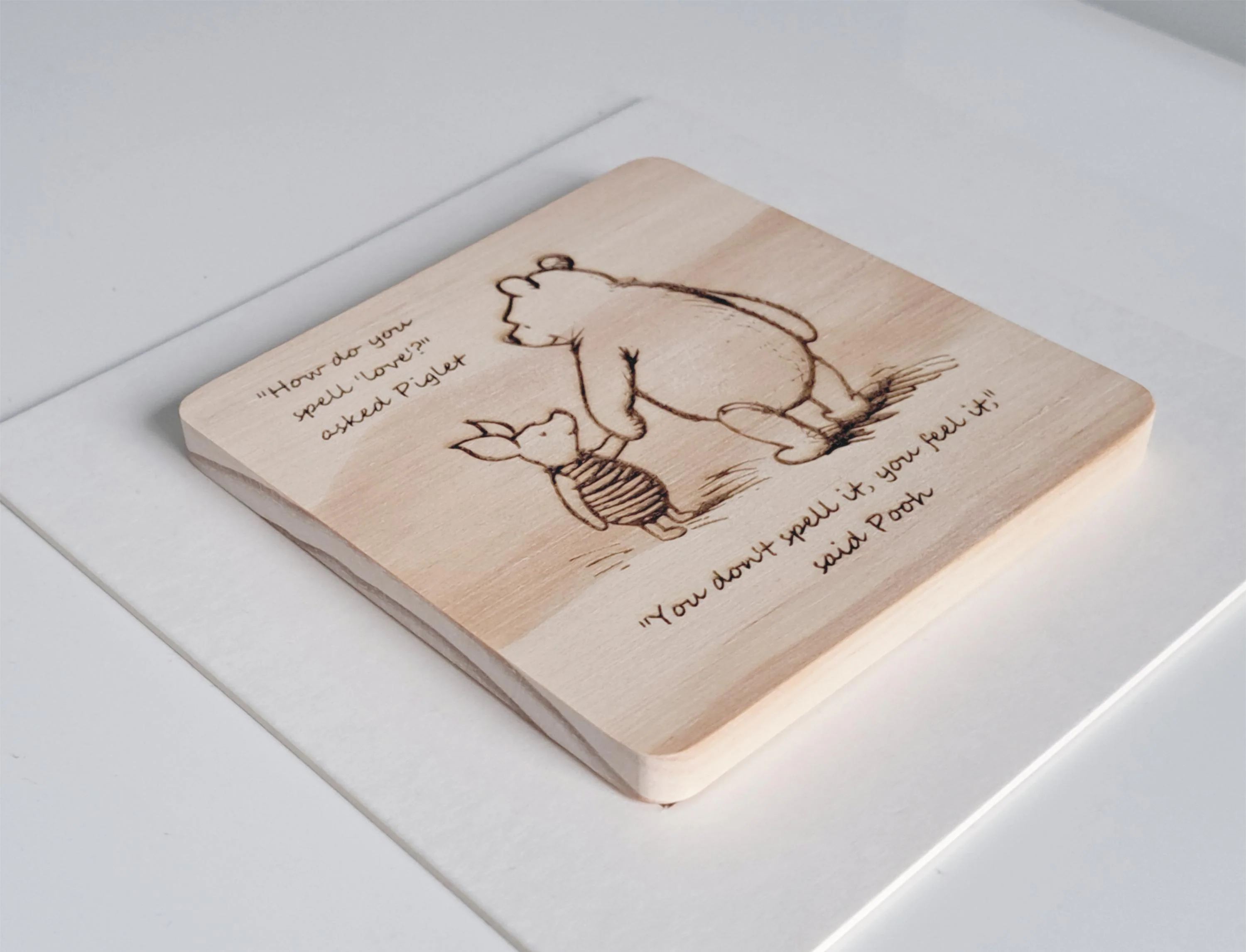 Cute Winnie The Pooh and Piglet Engraved Wood Art With Quotation Valentine's Day Gift - Unique Gift For Girlfriend, Wife, Boyfriend, Husband - image 4