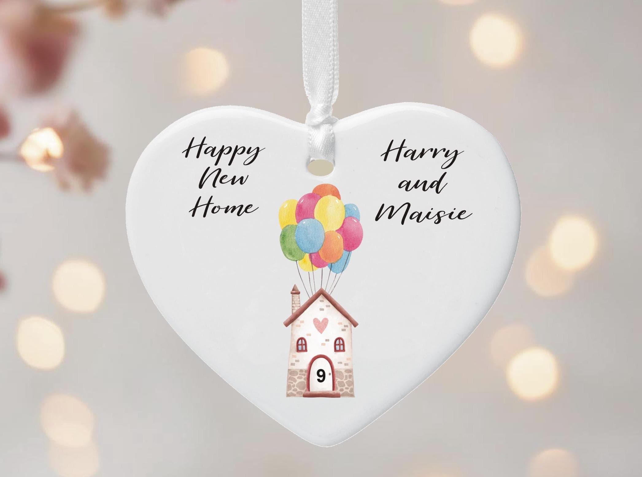 Personalised New Home Ceramic Keepsake Decoration - Personalised With Names and House Number - Optional message on back - image 3