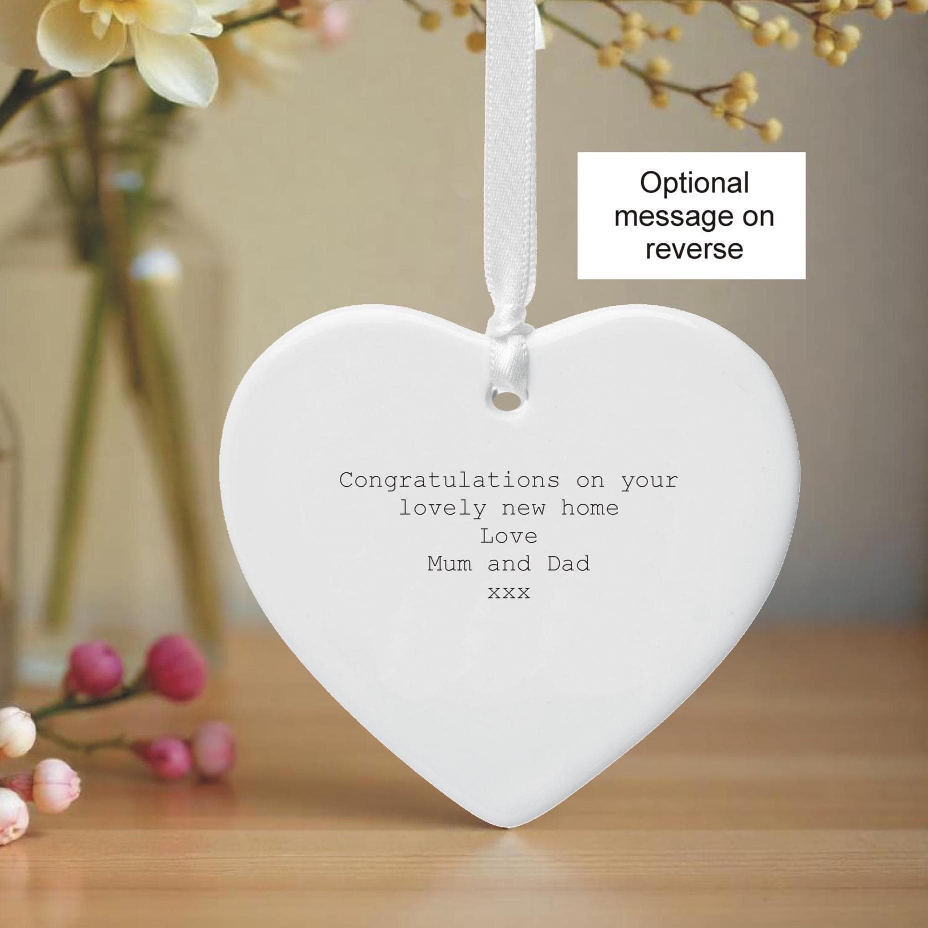 Personalised New Home Ceramic Keepsake Decoration - Personalised With Names and House Number - Optional message on back - image 4