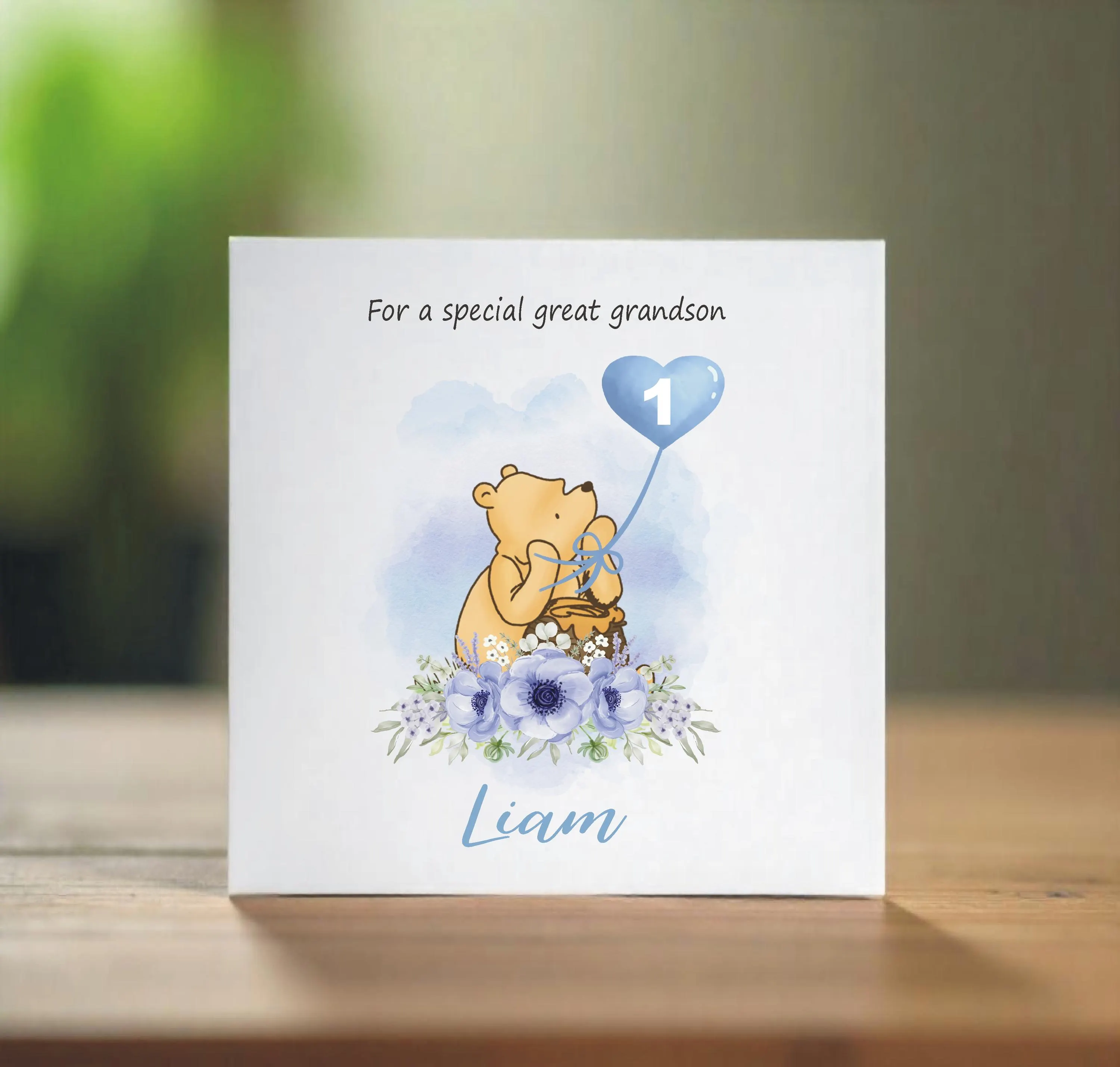 Personalised Winnie The Pooh 1st Birthday Card For Grandson, Nephew, Son, Great Grandson, Godson - Boy's First Birthday - image 5