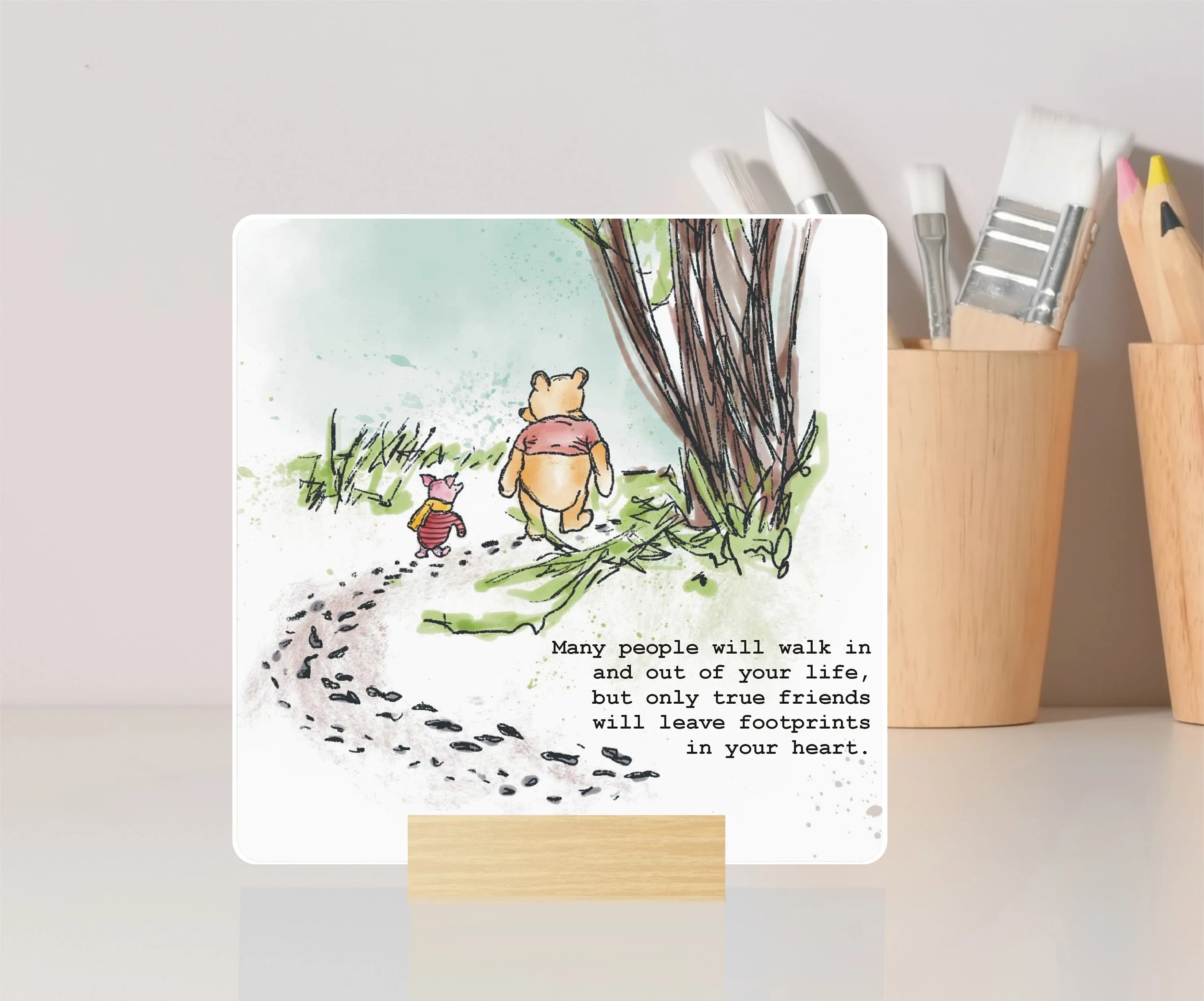 Classic Winnie the Pooh Ceramic Mini Tile Ornament For Best Friend, Friend or Colleague leaving gift, Sentimental gift for a special friend