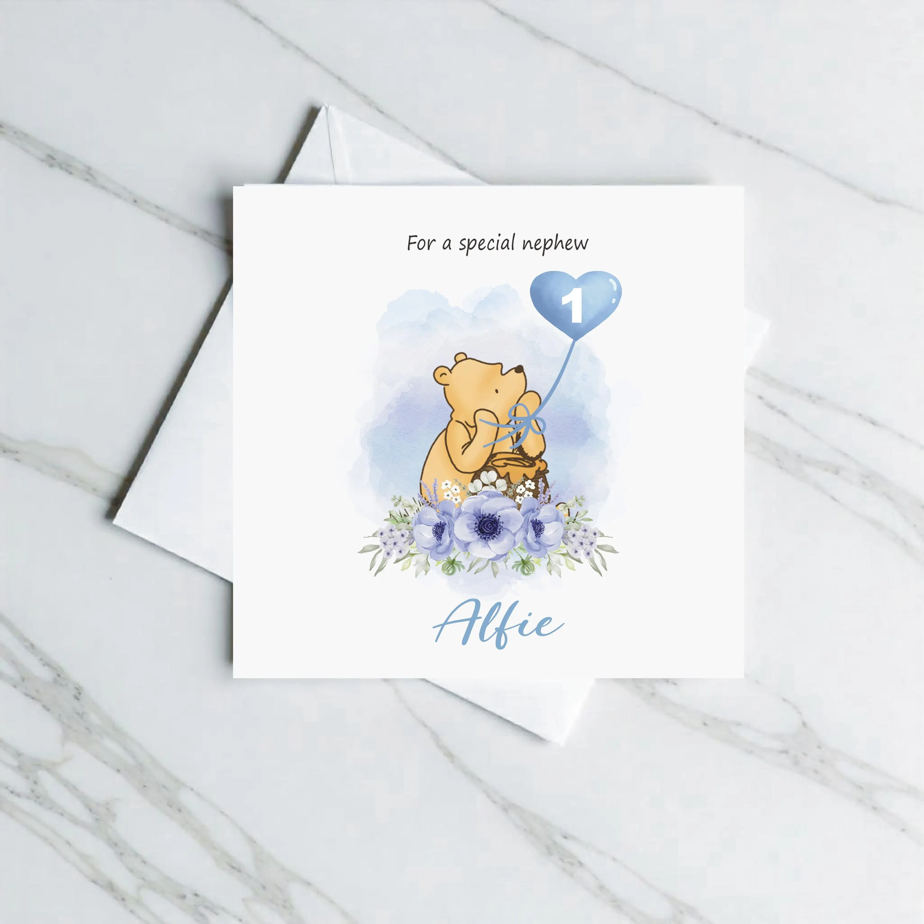 Personalised Winnie The Pooh 1st Birthday Card For Grandson, Nephew, Son, Great Grandson, Godson - Boy's First Birthday - image 4