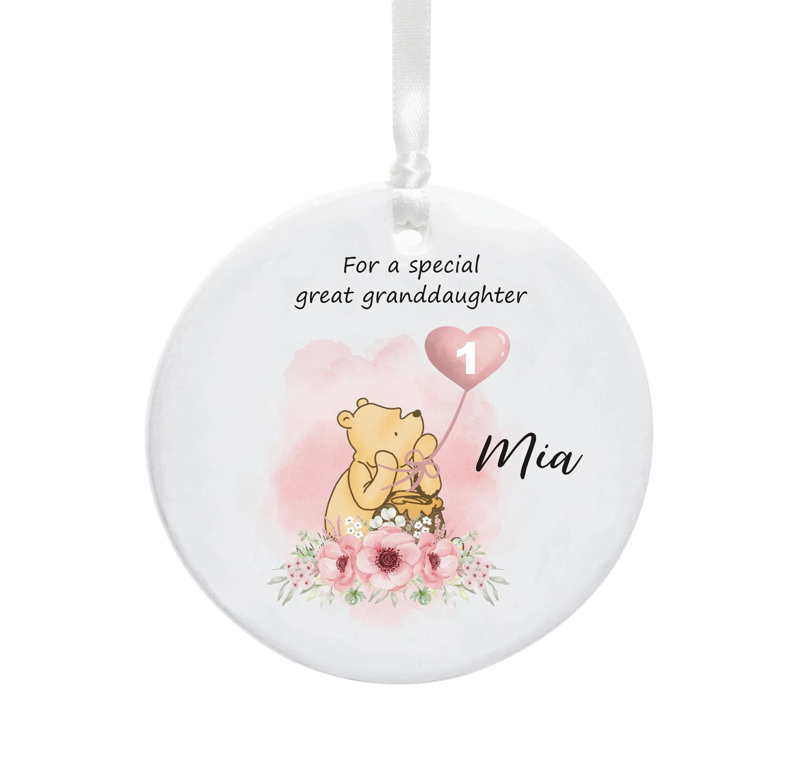 Winnie the Pooh 1st Birthday Personalised Ceramic Keepsake Gift for Granddaughter, Niece, Daughter, Great Granddaughter, Goddaughter - image 4