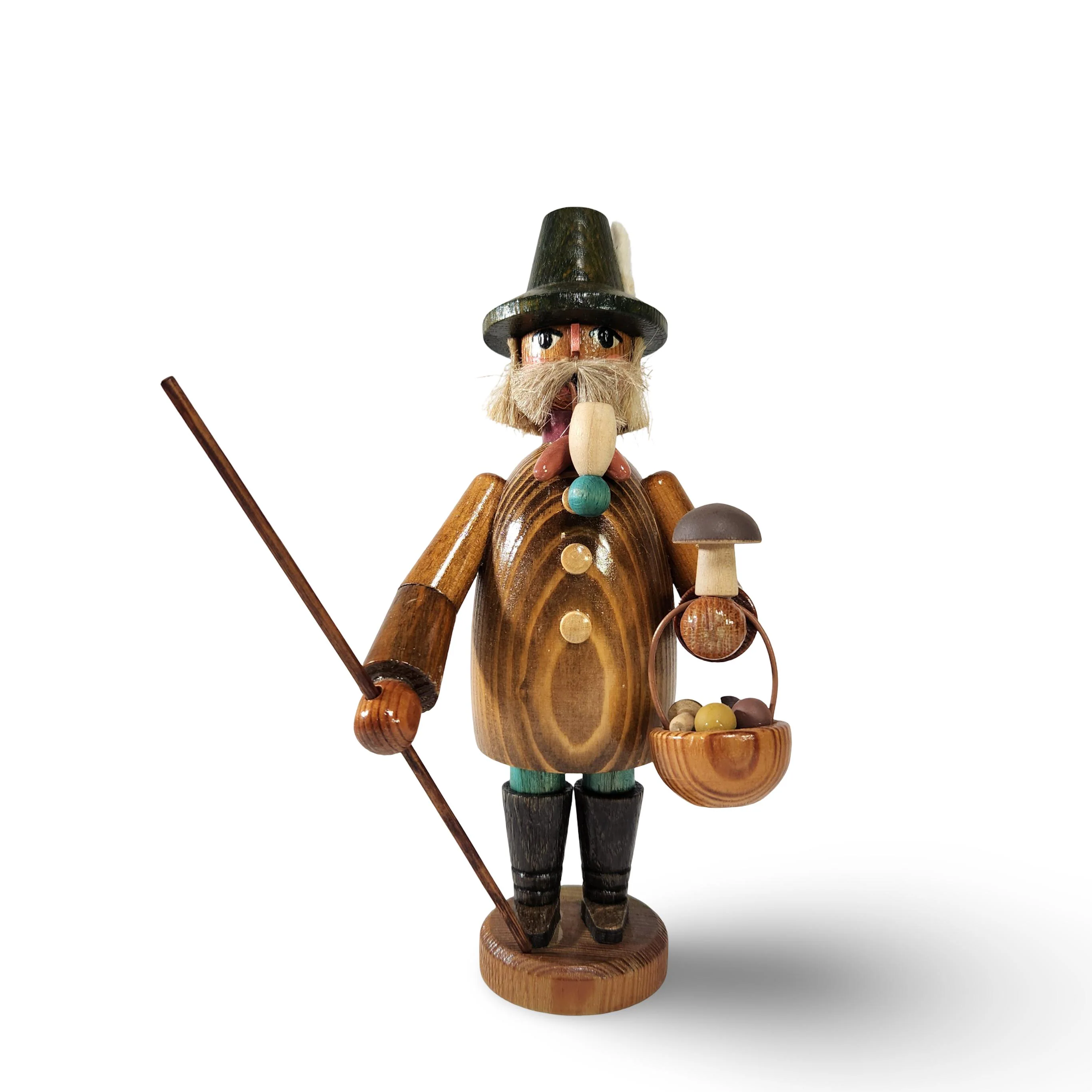 Vintage Smoker Incense Burner THE MUSHROOM FORAGER German Folk Art Erzgebirge Epertic Wood Christmas Decor Germany