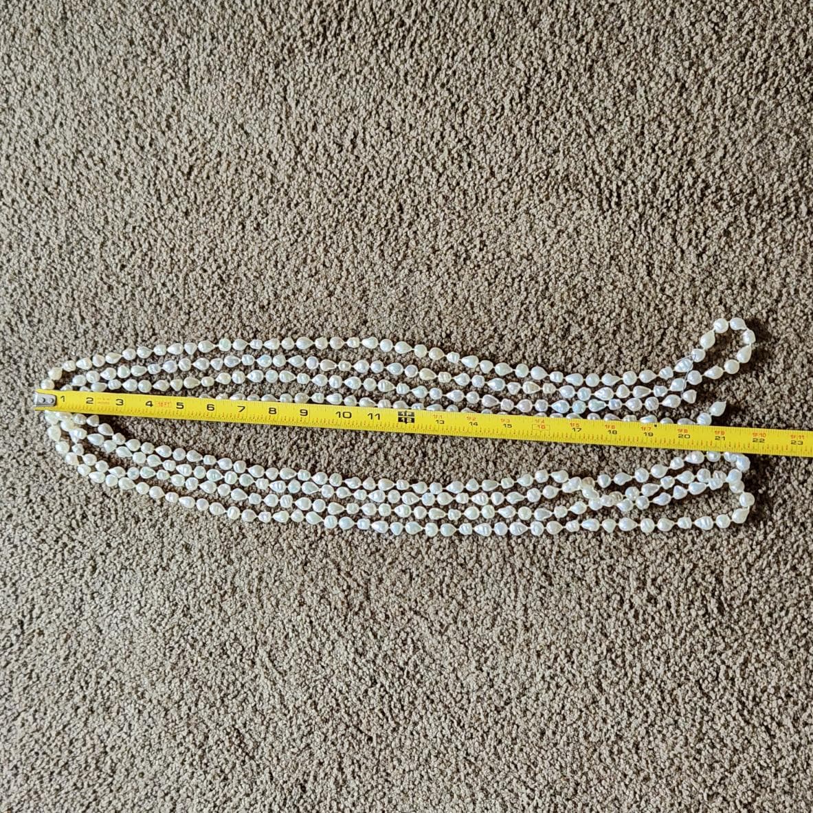 Vintage 40+' Pearl Tone Bead Garland - 3 sets 40 - 42' Christmas Tree Wedding Asymmetrical Iridescent Off White Decor - image 5