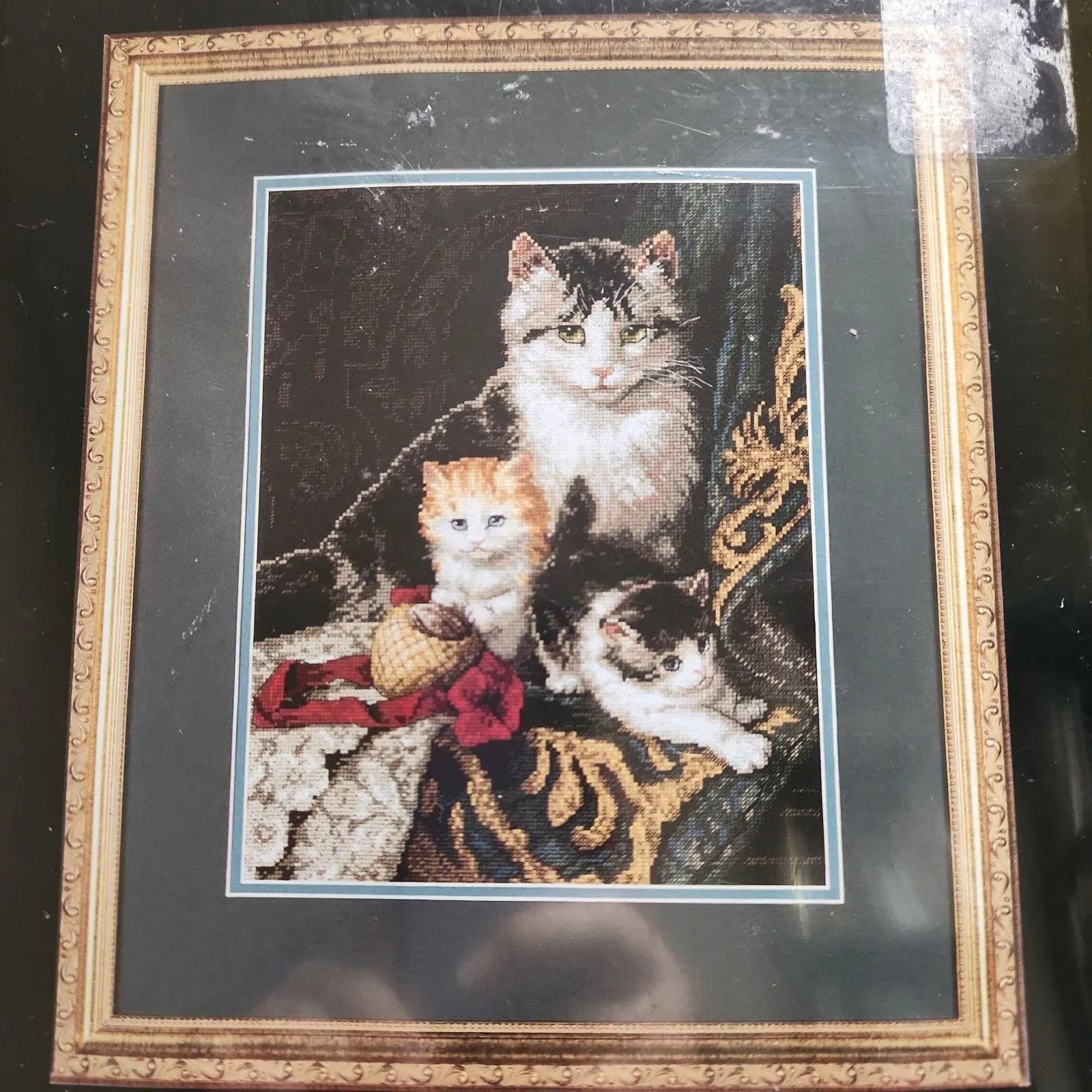 Dimensions Gold Collection Cross Stitch Kit 3818 - Captivating Felines - Vintage 1996 Sealed Cats Kittens Black Fabric - image 2