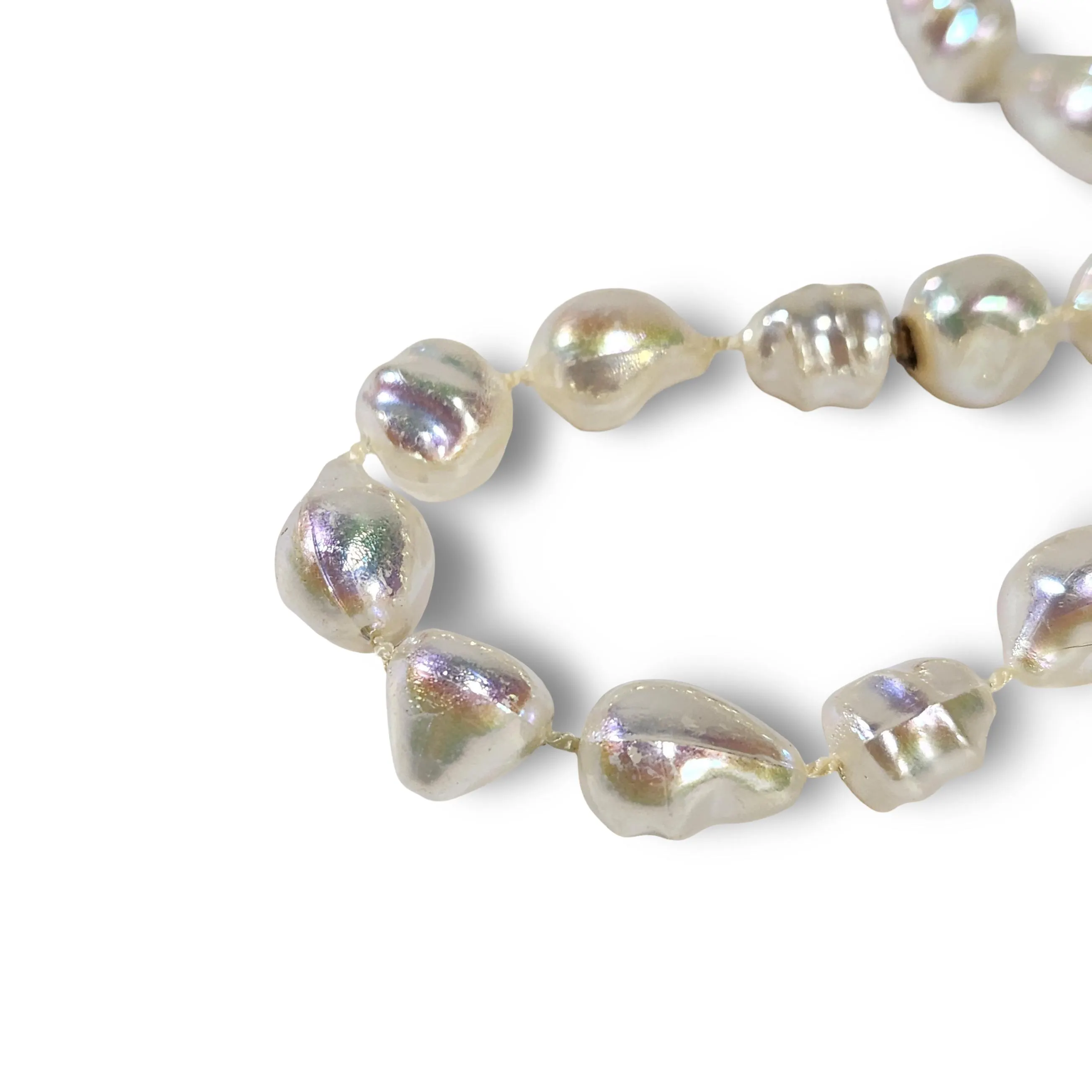Vintage 40+' Pearl Tone Bead Garland - 3 sets 40 - 42' Christmas Tree Wedding Asymmetrical Iridescent Off White Decor - image 3