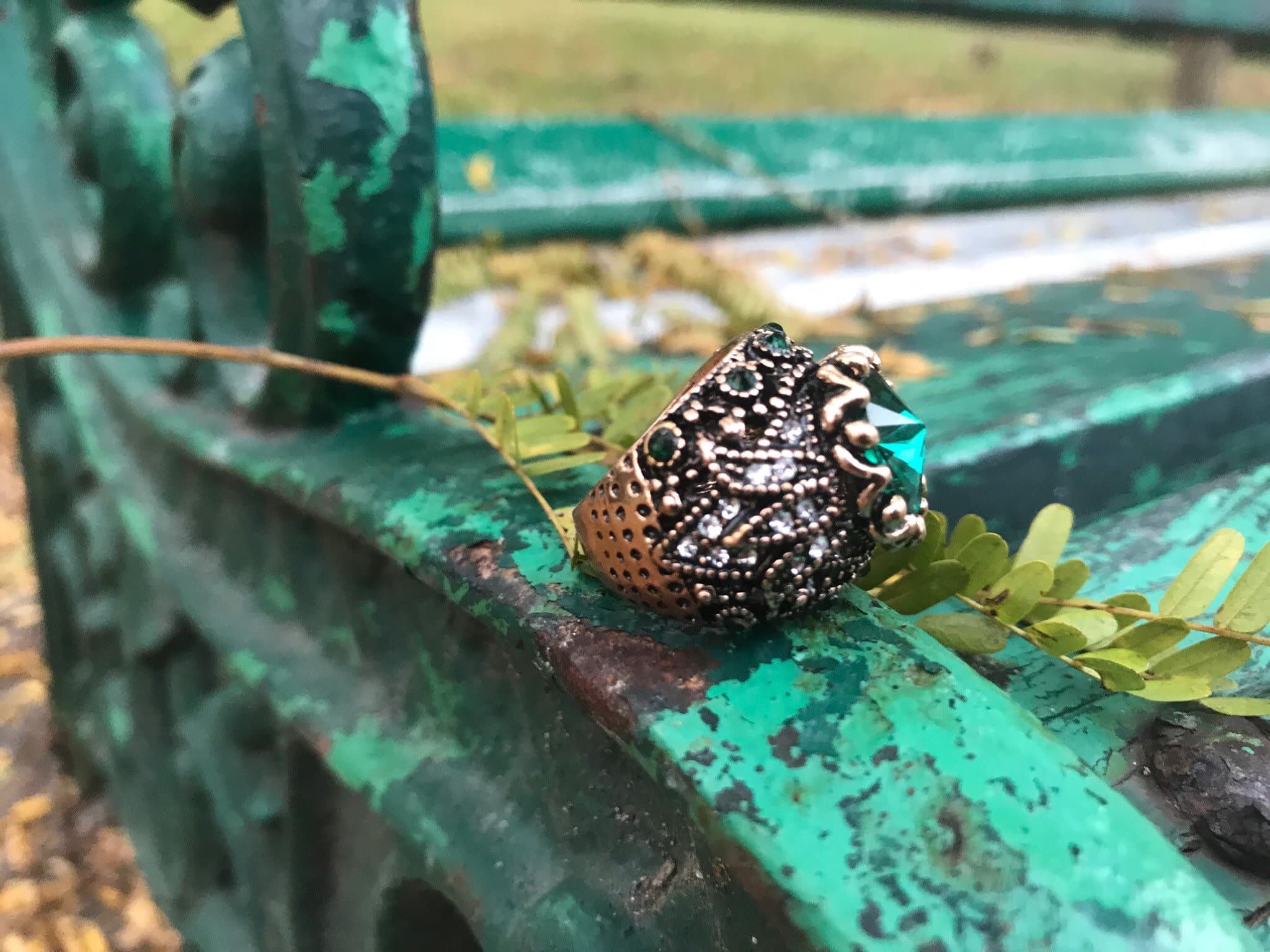 Retro Turkish ottoman Sultan Green Ring Evil Eye Cz Topkapi Crystal Women Jewelry Size 6 Wedding Anatolia Culture - image 4