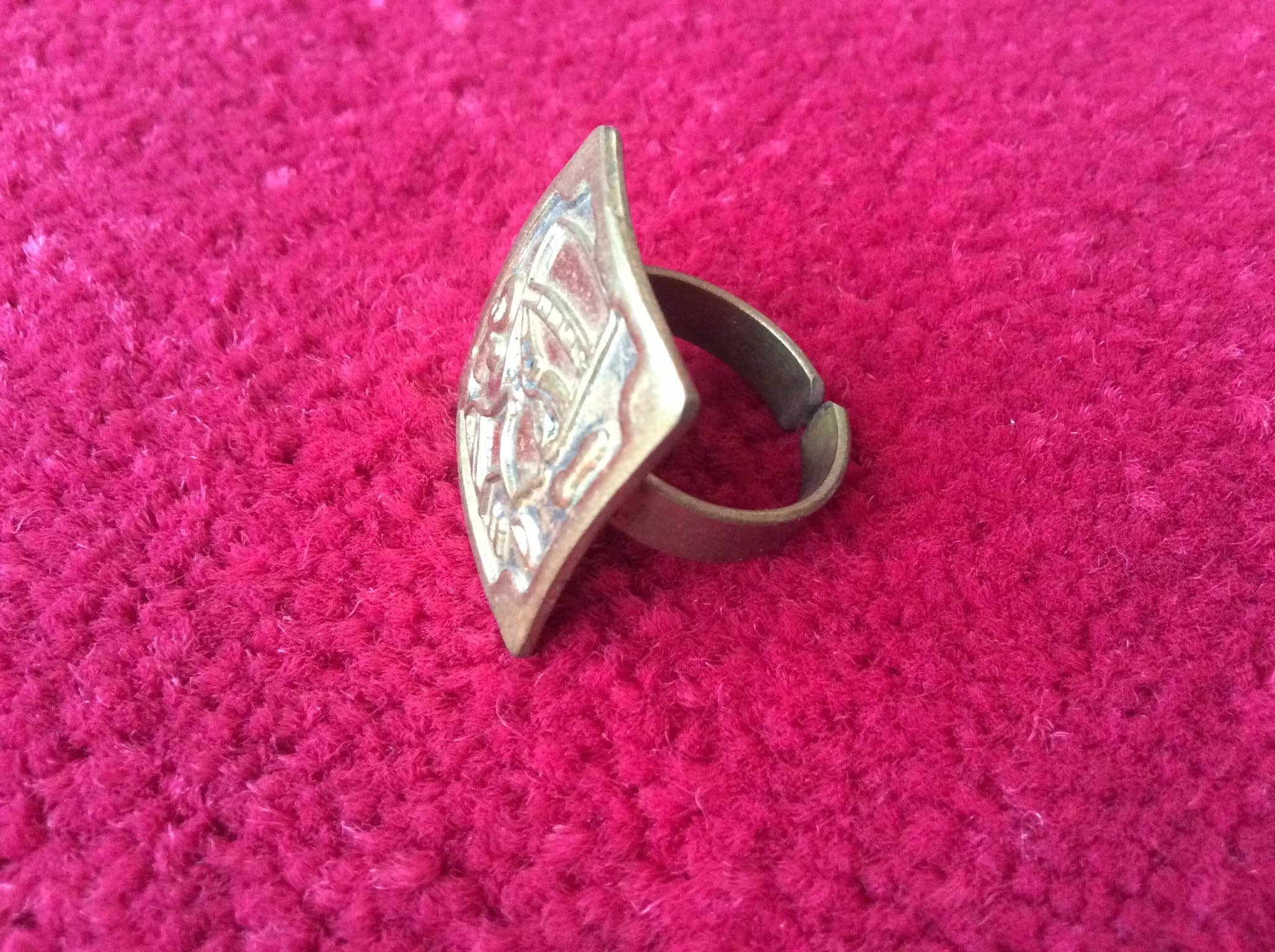 Ancient Egyptian ,  nefertiti ring , Thutmosis ring ,African Jewelry, Egyptian Jewelry, adjustable brass ring , ankh square ring T3 - image 3