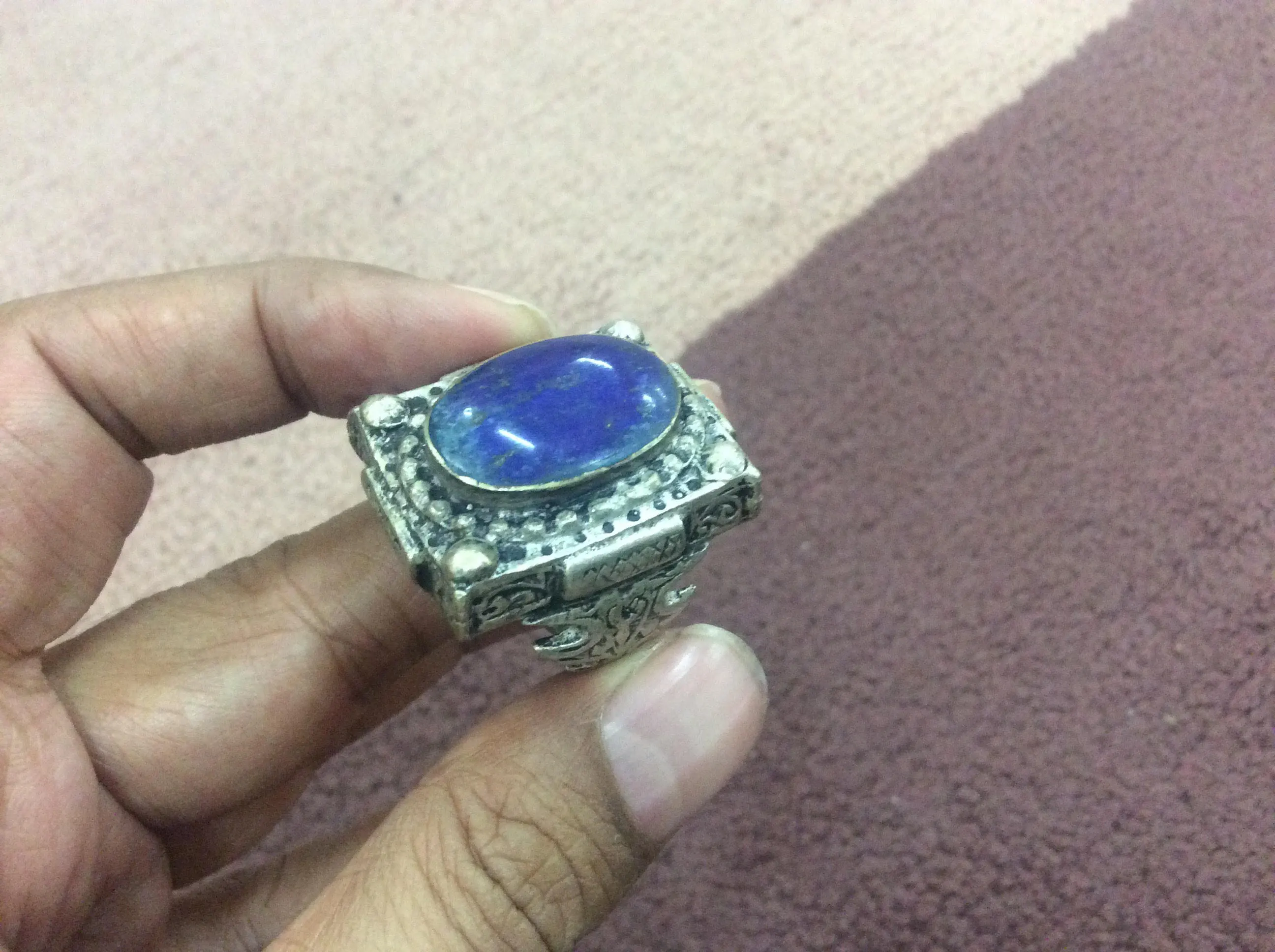 Lapis lazuli stone Size 7 Ring  , Bohemian Ring, Gypsy RIng, Tribal jewelry, afghan  ring , desert Ring , Vintage , blue stone ring - image 2