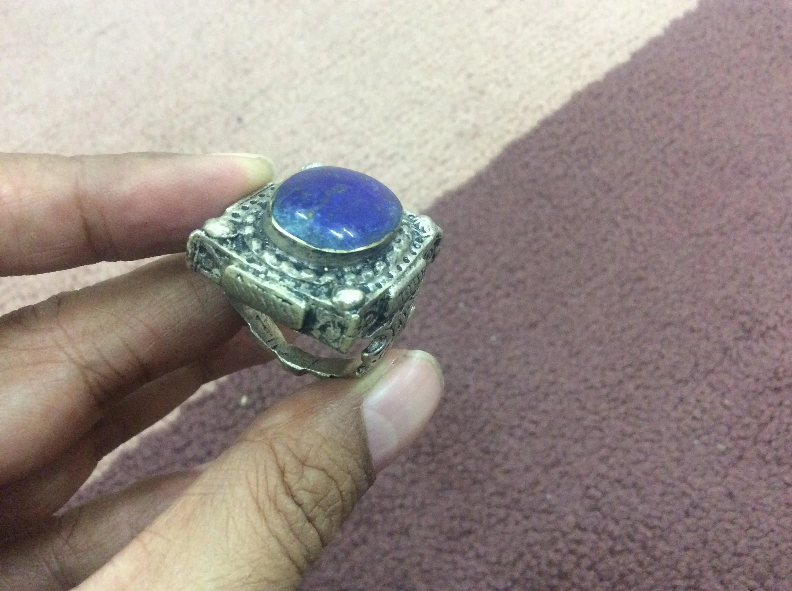 Lapis lazuli stone Size 7 Ring  , Bohemian Ring, Gypsy RIng, Tribal jewelry, afghan  ring , desert Ring , Vintage , blue stone ring - image 3