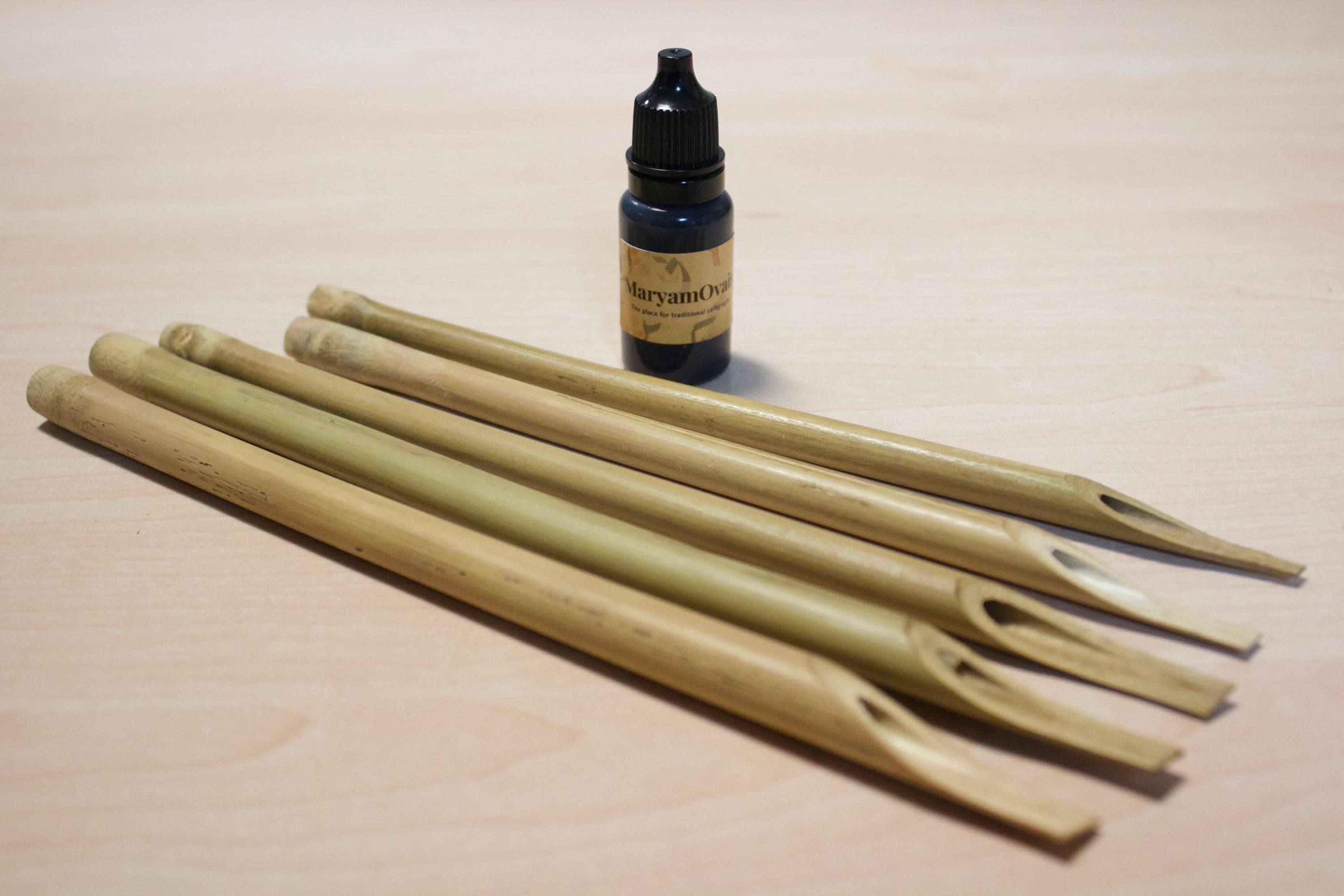 X5 Bamboo Pens and Black Ink 15 ml For Calligraphy Writing