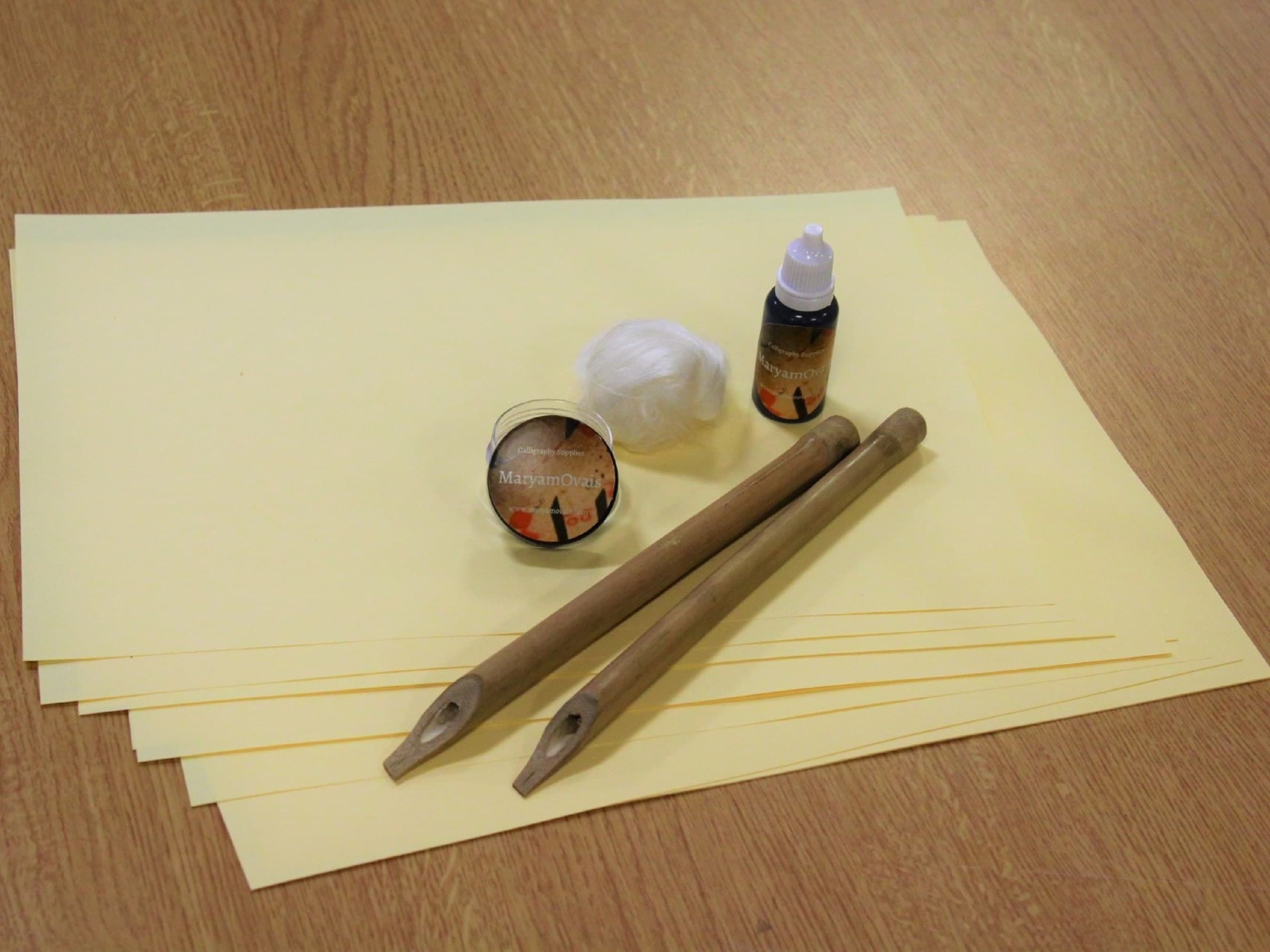 Arabic Calligraphy Set: Bamboo Qalams, Ink, Practice Sheets