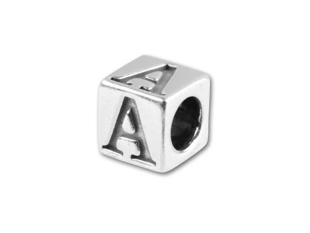Sterling Silver Alphabet Cube, 4.5mm Cube letter, Silver Alphabet beads, Silver A, B, C, D Letter, Letter Beads, Initial Beads, Letter block