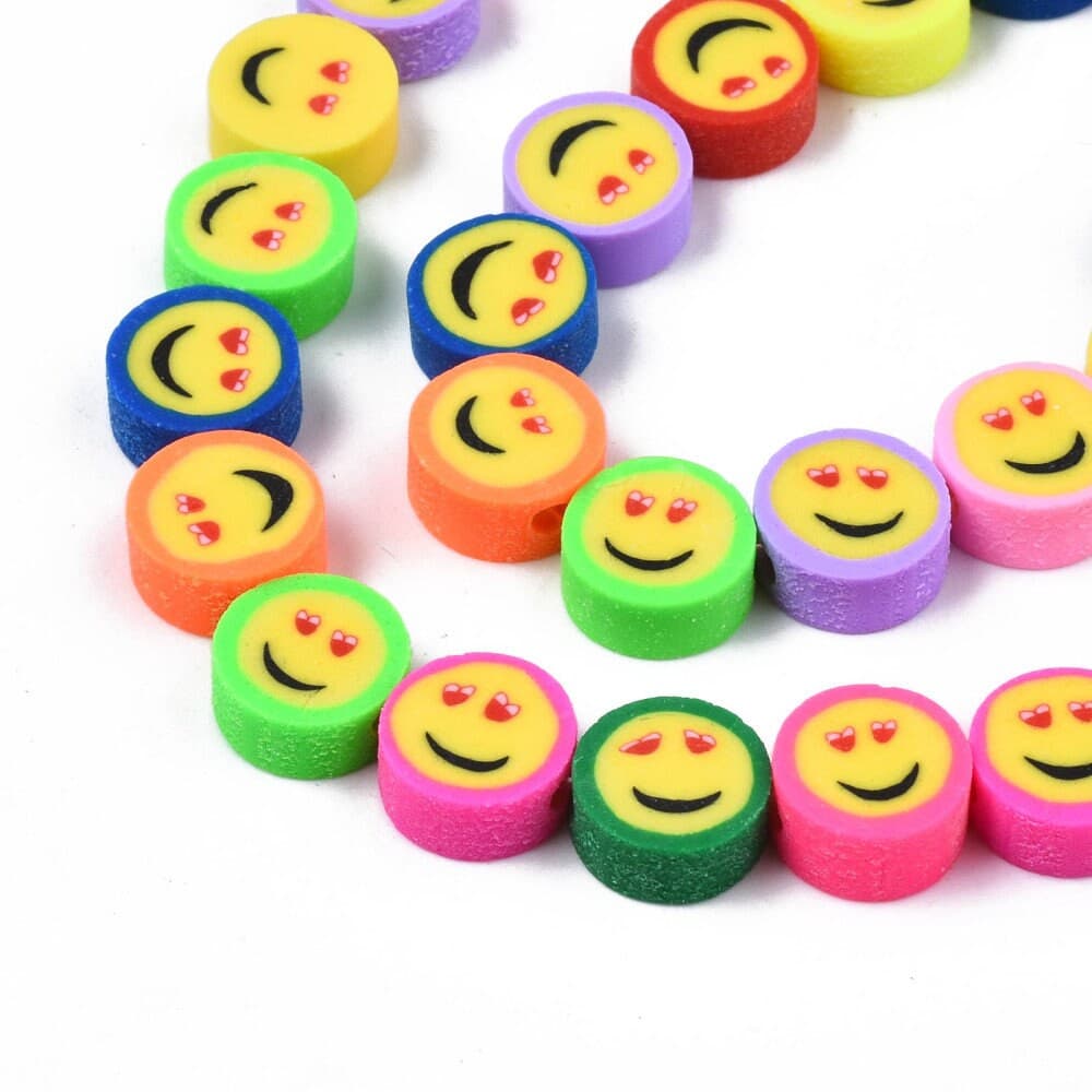 Happy Face Bead, Heart Eyes Emoji, Mix Color Smiley Face Clay Beads, Rubber Polymer clay beads, Happy Face Emoji beads, Bellaire Wholesale - image 4