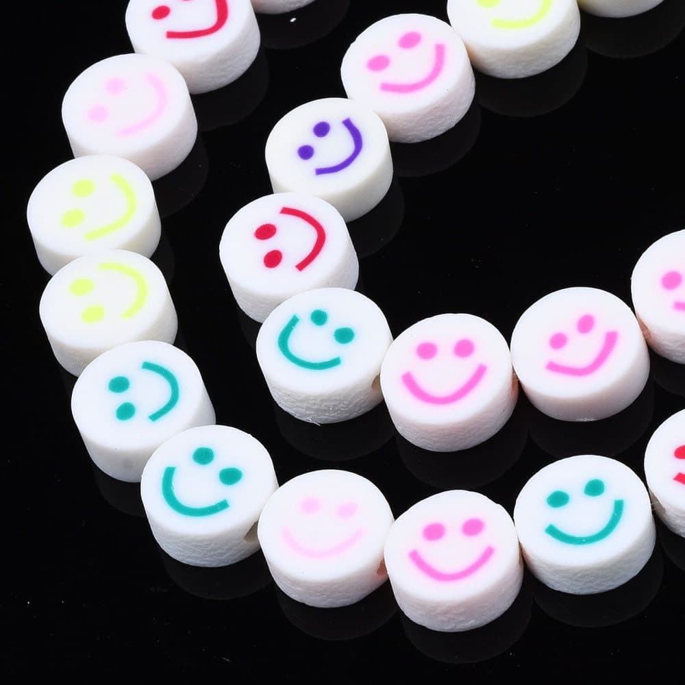 White Happy Face Bead, White with Mix Color Smiley Face Beads, Mix Color Smiley Face Clay Beads,  Happy Face Emoji beads, Bellaire Wholesale - image 4