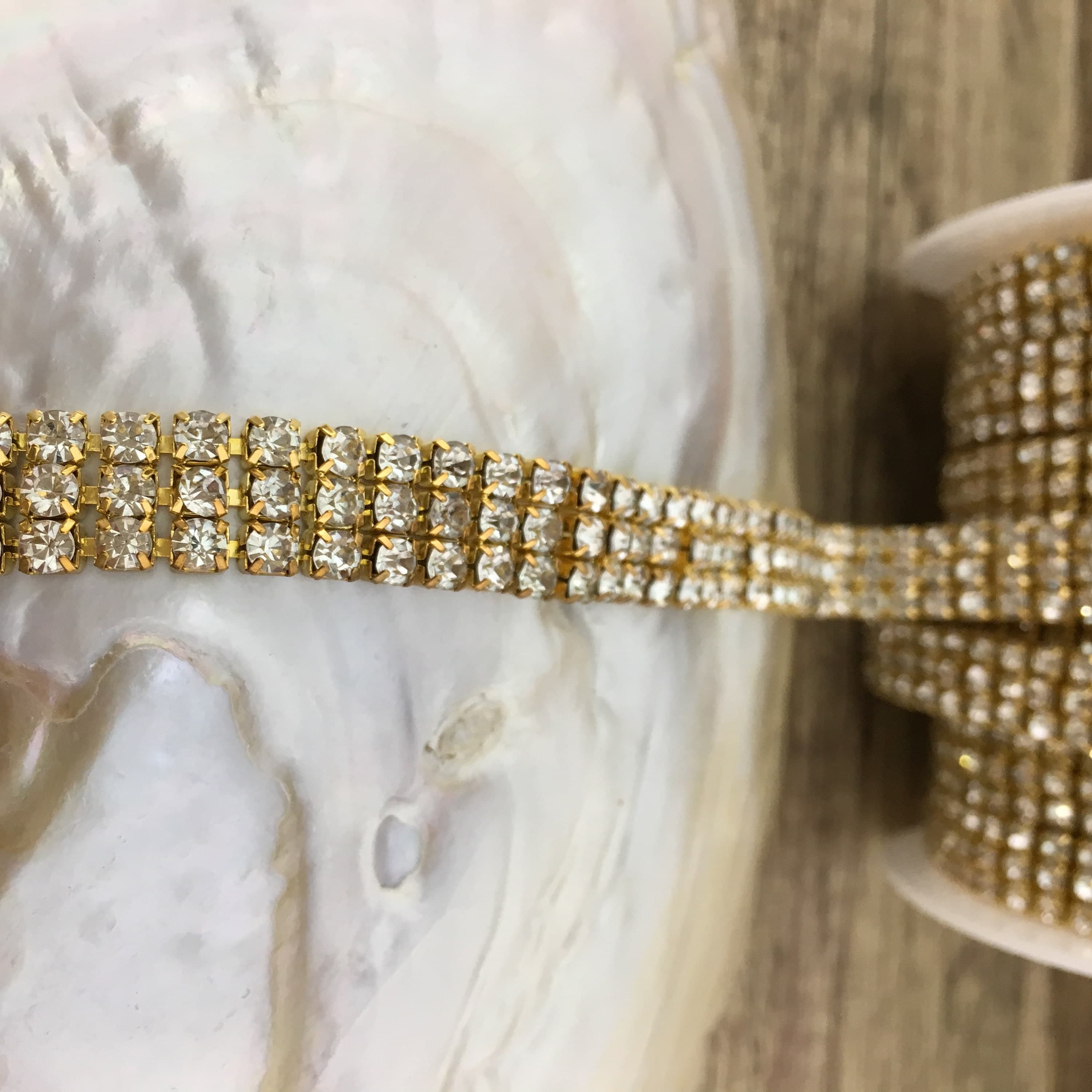 3  Row Rhinestone Chain, Rhinestone Trim, Silver Plated Chain, Gold Plated Chain, Clear Stones Rhinestone chain, AB Stones Rhinestone Chain - image 4