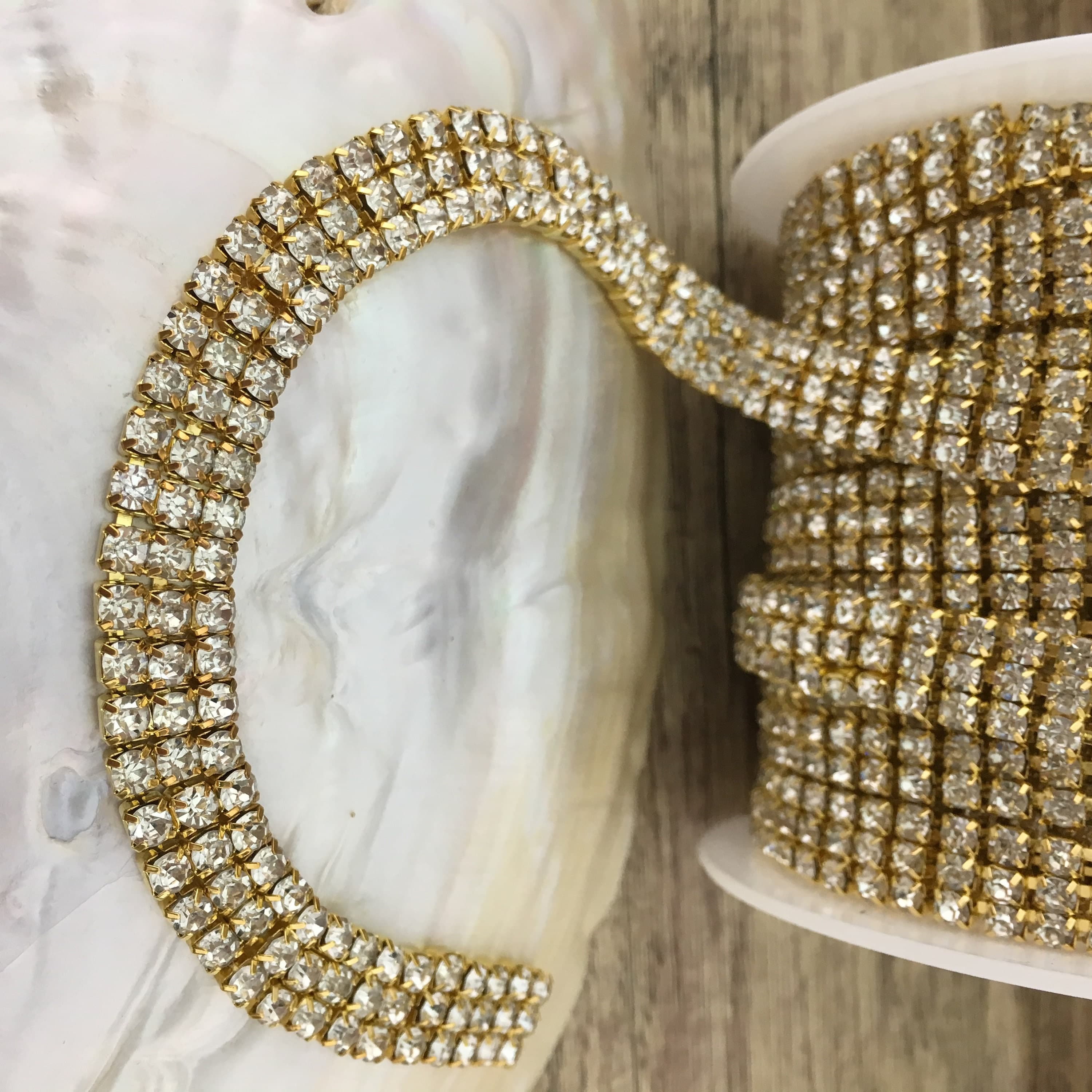 3  Row Rhinestone Chain, Rhinestone Trim, Silver Plated Chain, Gold Plated Chain, Clear Stones Rhinestone chain, AB Stones Rhinestone Chain - image 5