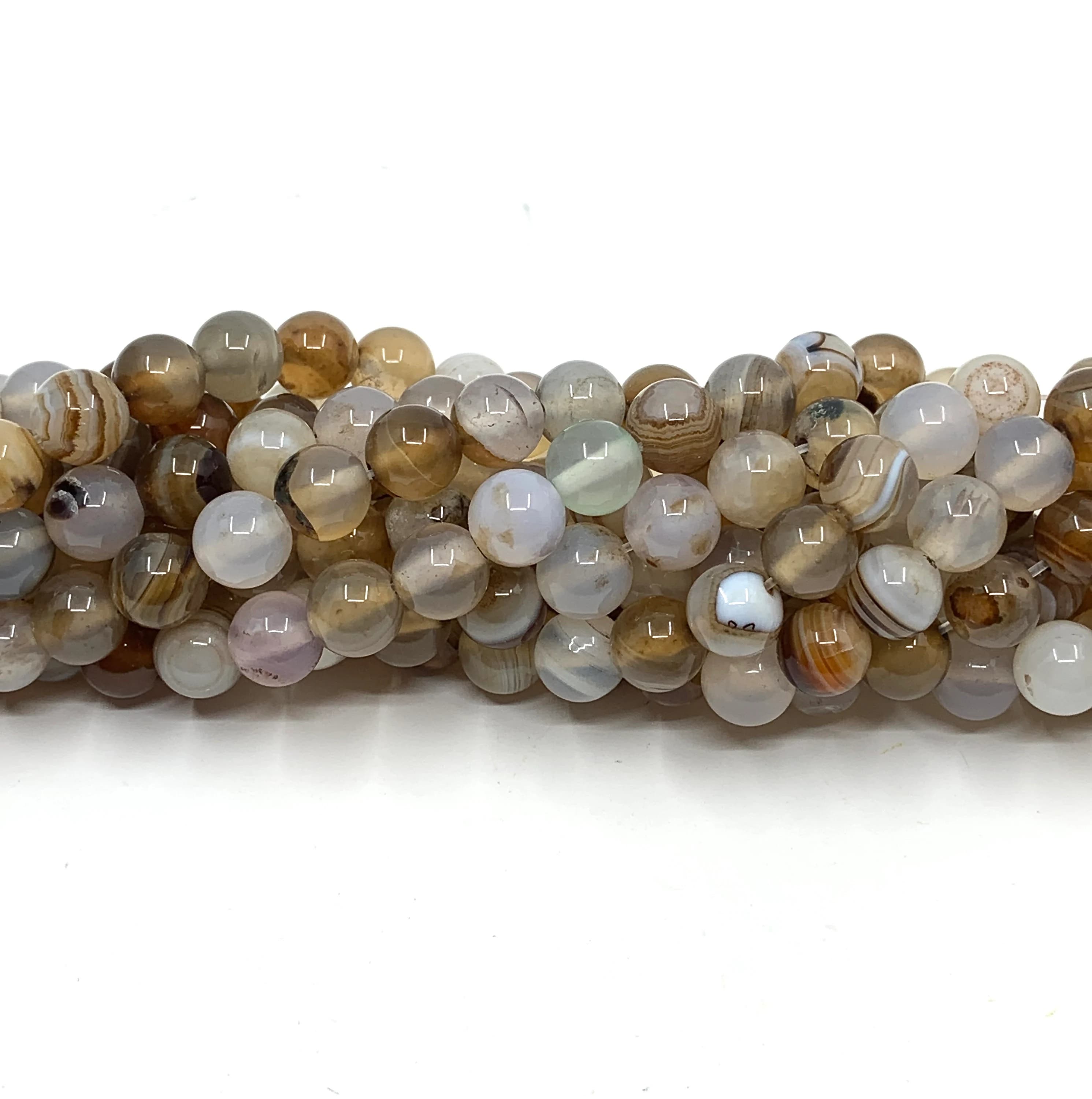 Brown and White Agate Beads, Natural Stone, White and Brown Striped Stone, Gem Stone Bead, Polished Agate Beads , Bulk, Wholesale - image 4
