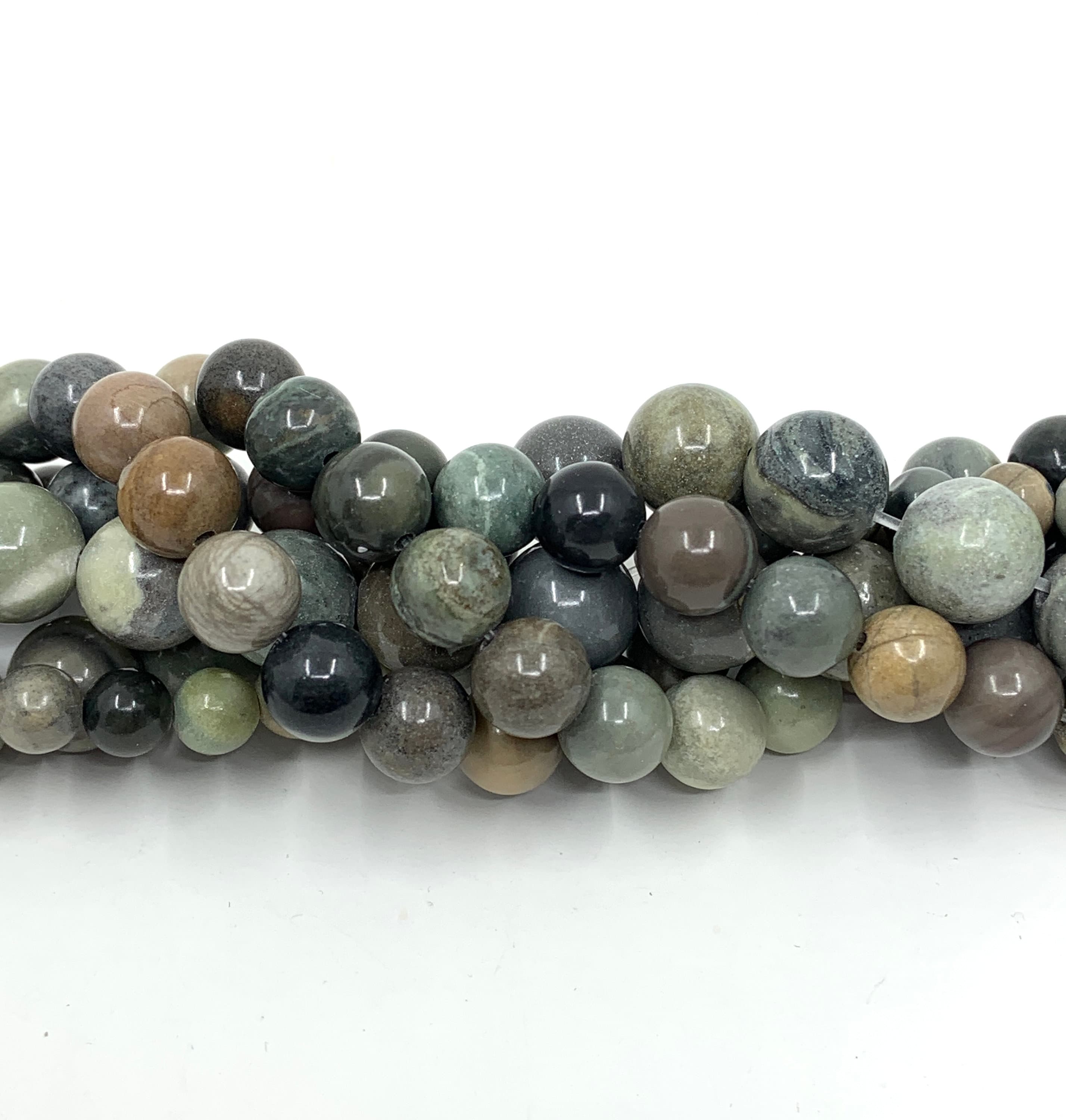 Silver Leaf Jasper Bead, Natural Stone Bead, 6mm, 8mm, 10mm, Variscite, Natural Jasper, Canadian Supplier, Bellaire Wholesale