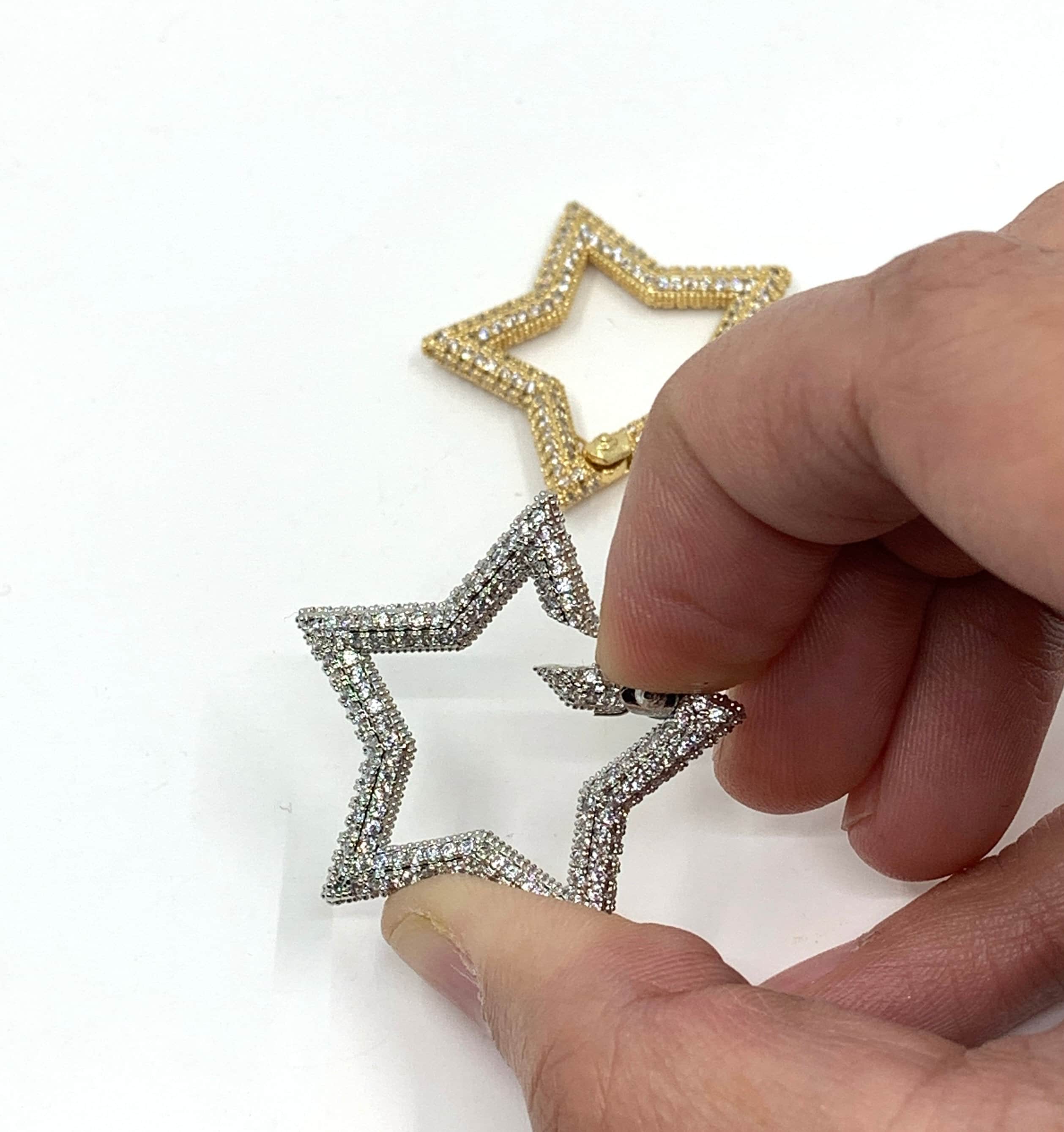 CZ Pave Star Lock, 18k Gold Plated Spring Snap Lock, Micro Pave Star Carabiner Clasp, CZ Star Connector, Cubic Zirconia Lock - image 4