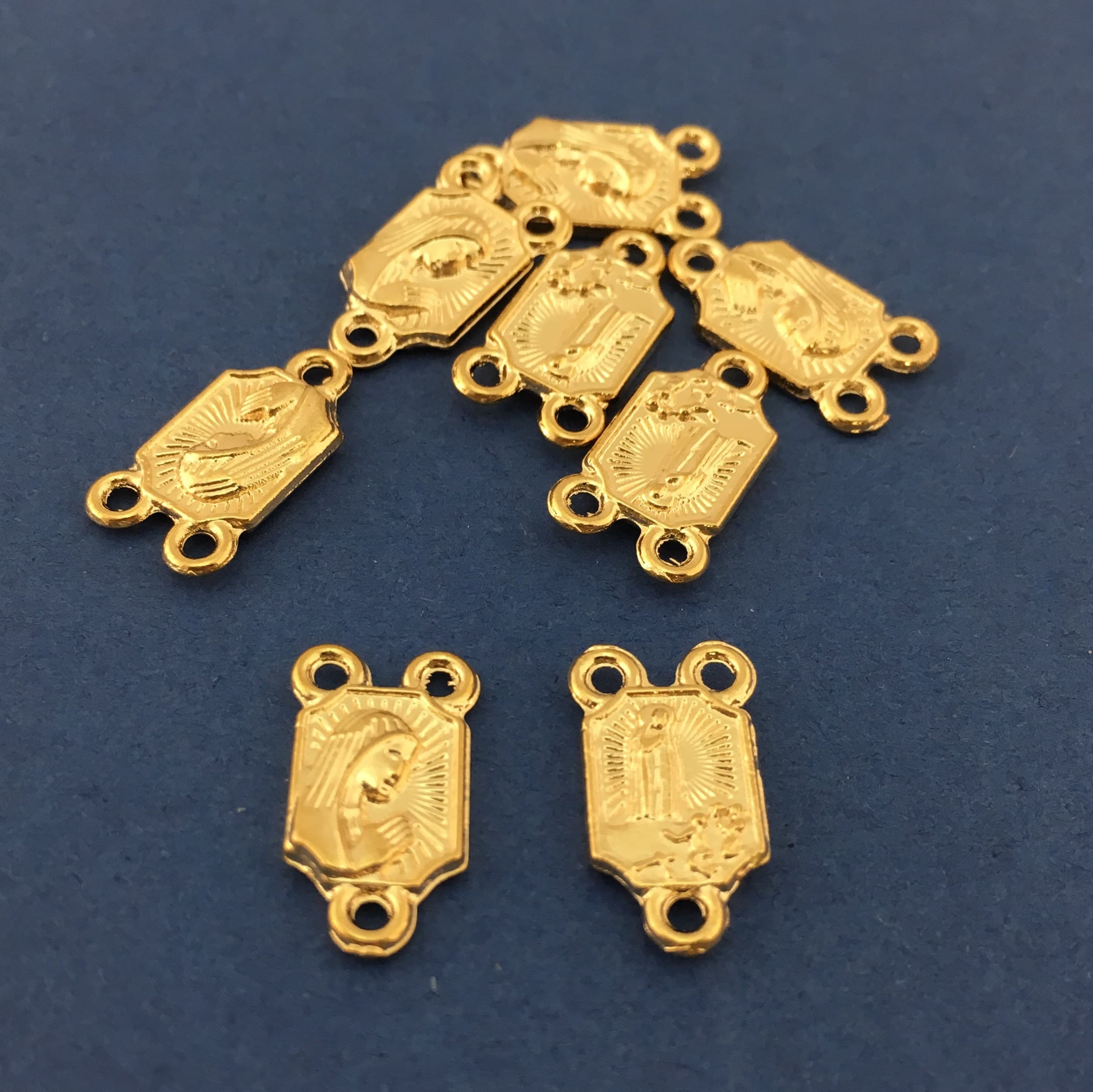 Mother Mary Light Gold Rosary Connector, Center Piece, 16 Rosary Center Piece, DIY Supply, Jewellery Making Supply, Connector Charm - image 3