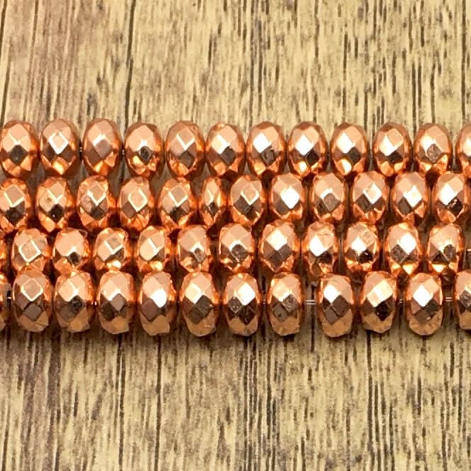 Donut Shaped Rose Gold Faceted Hematite Bead, Natural Stone, Hematite, Faceted Beads, Mala Bead, Canadian Supplier, Beading Supplier