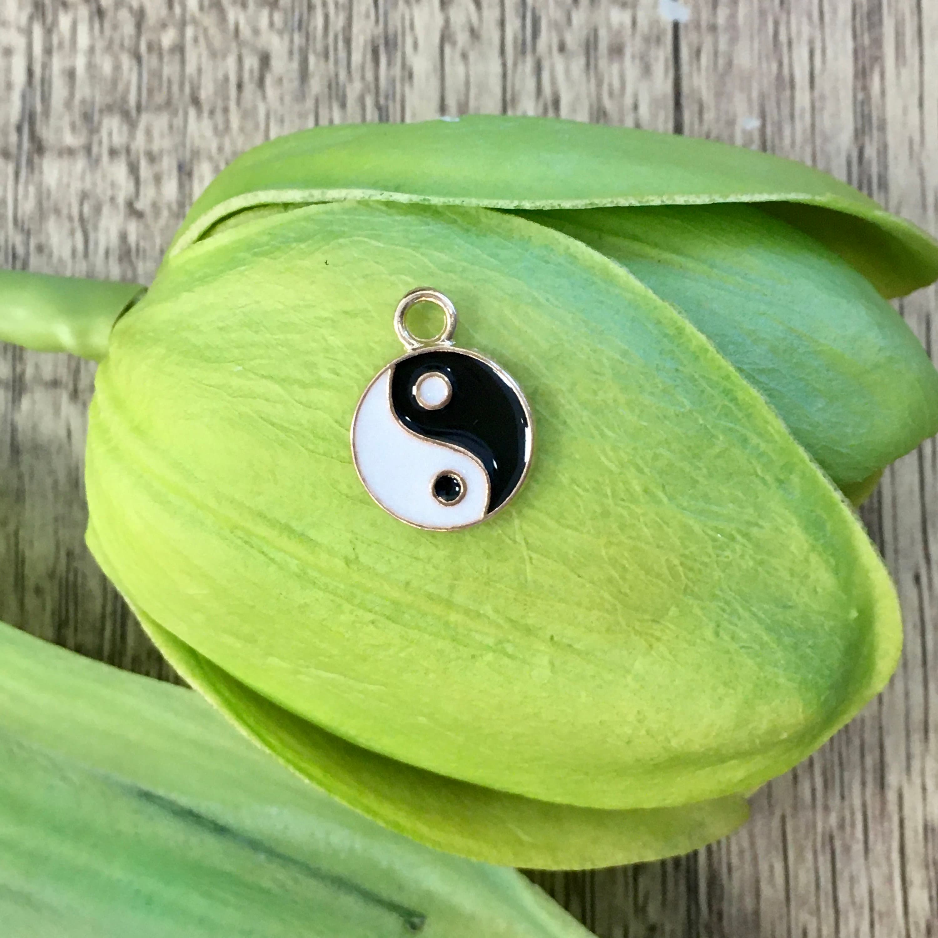 Yin Yang Charm, Ying Yang Alloy Enamel charm, Black & White Ying yang pendant, Jewelry Making, Bellaire Wholesale, Canadian Supplier - image 3