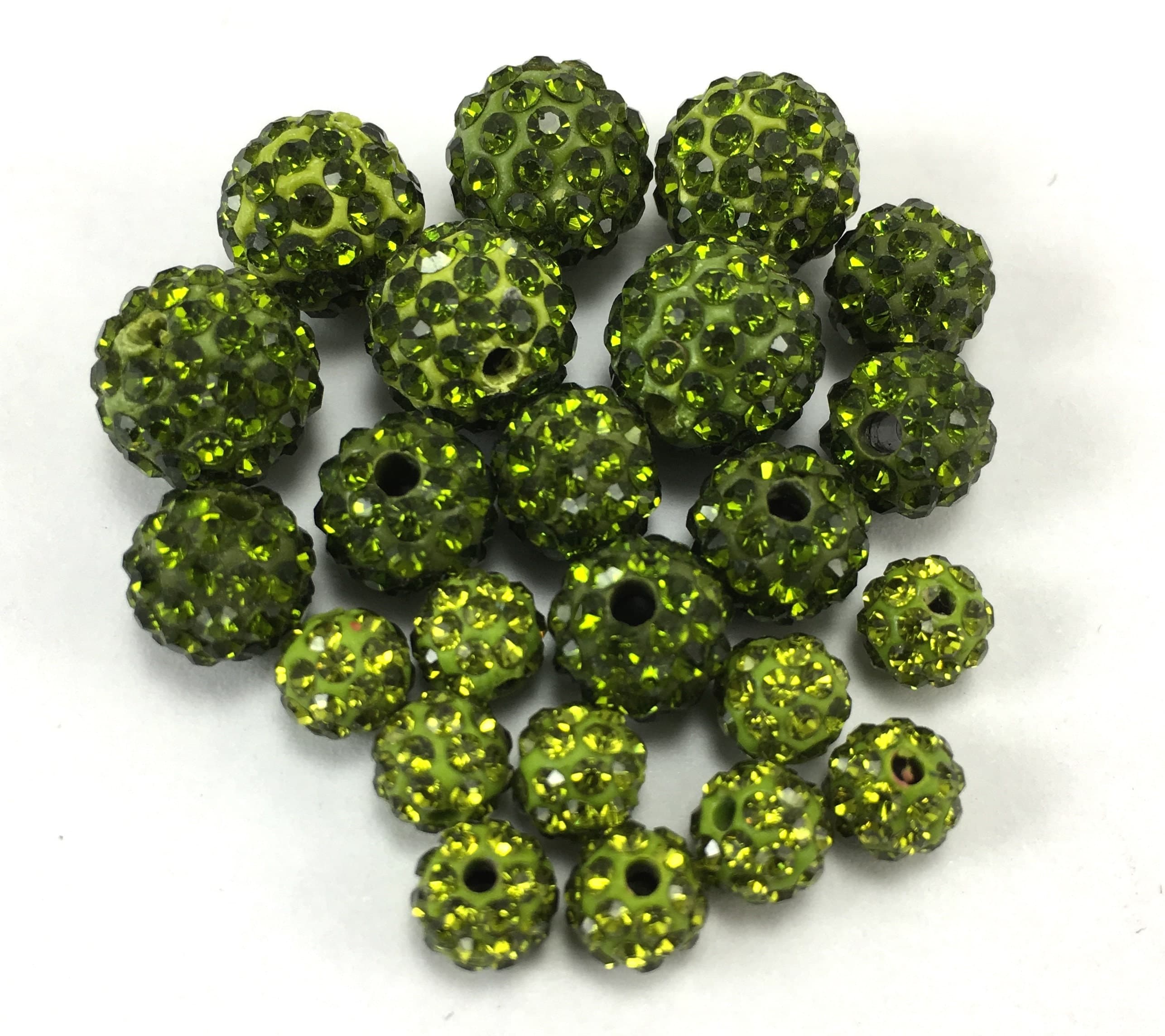 8mm Olivine Green Rhinestone Bead, 8mm Green Disco bead, 8mm Olivine Green bead, Green crystal bead, small crystal bead, Canadian Supplier - image 3