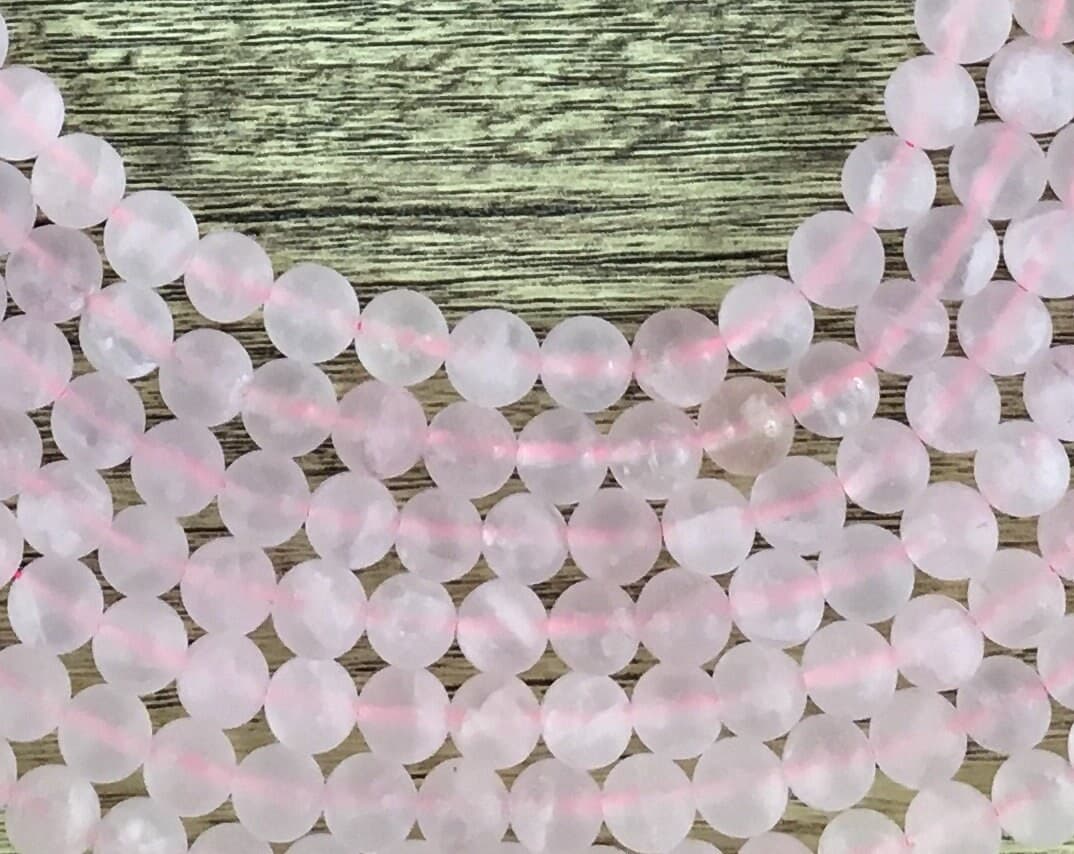 8mm Frosted Rose Quartz, Gem Stones , Mala Beads,  Yoga natural stones, Beads, 8mm Round quartz crystals A quality stones, Canadian Supply - image 3