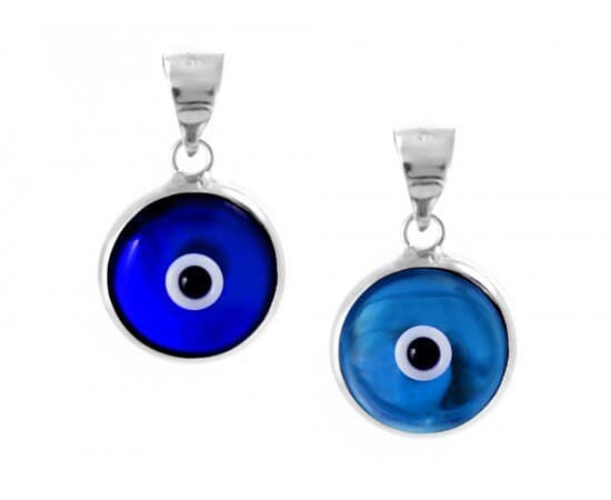 Evil Eye Pendant, 925 Sterling Silver Evil Eye, Dark Blue Evil Eye Charm, 10mm Blue Evil Eye, Evil Eye One loop Pendant, Mother's day Gift