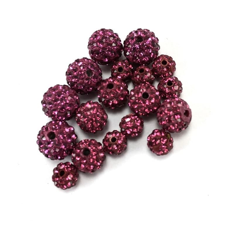 Shamballa Beads, Fuchsia Pink Shamballa Bead, 8mm Disco bead, Fuchsia Pink bead, Rhinestone bead, small crystal bead, Canadian Supplier - image 4