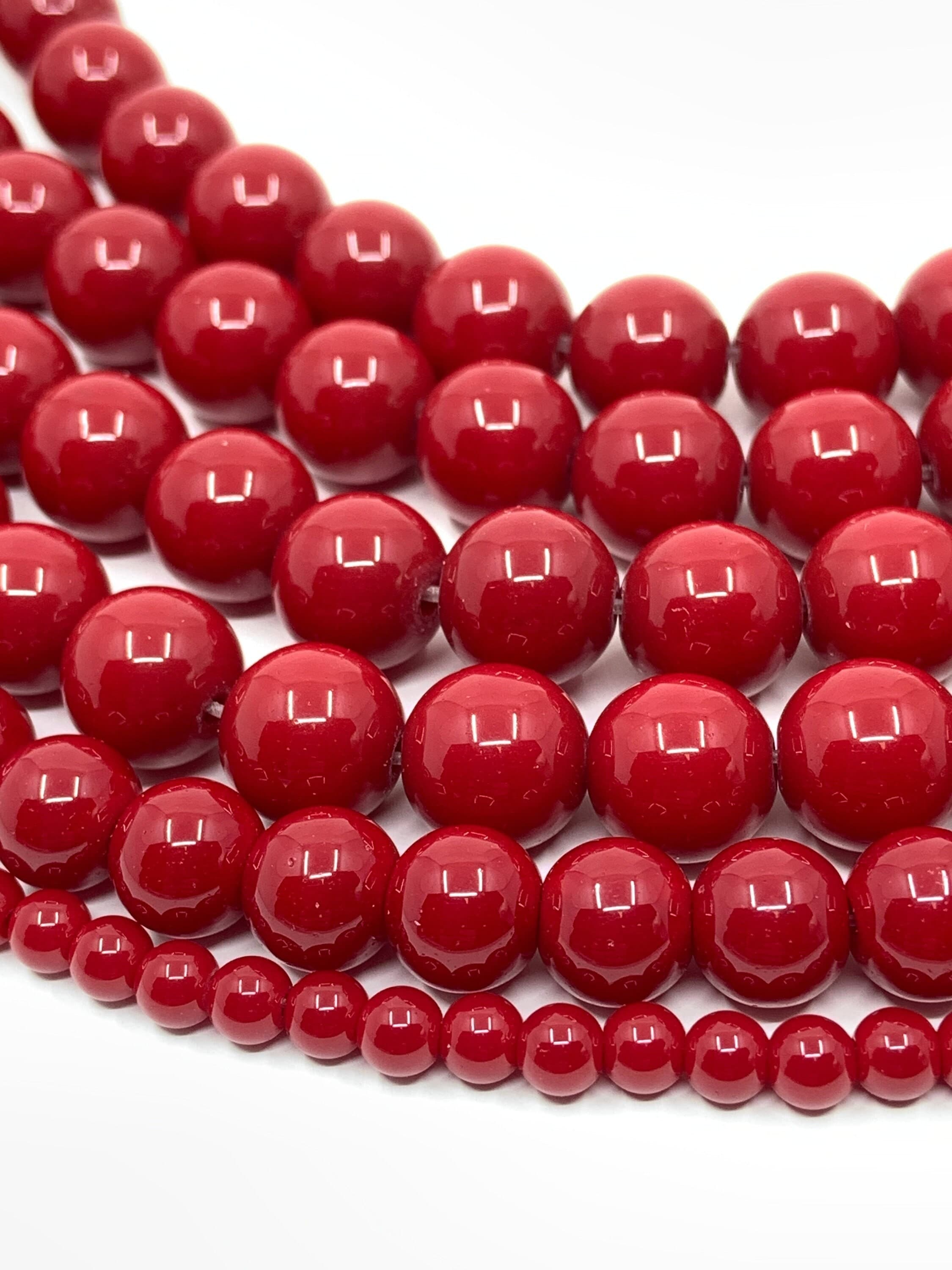 Red Czech Opaque Glass Beads, Round Loose, Jewelry Making Beads, 4mm, 8mm, 10mm, Red Glass Beads, Coated Beads, Smooth Round Beads, Bulk Buy