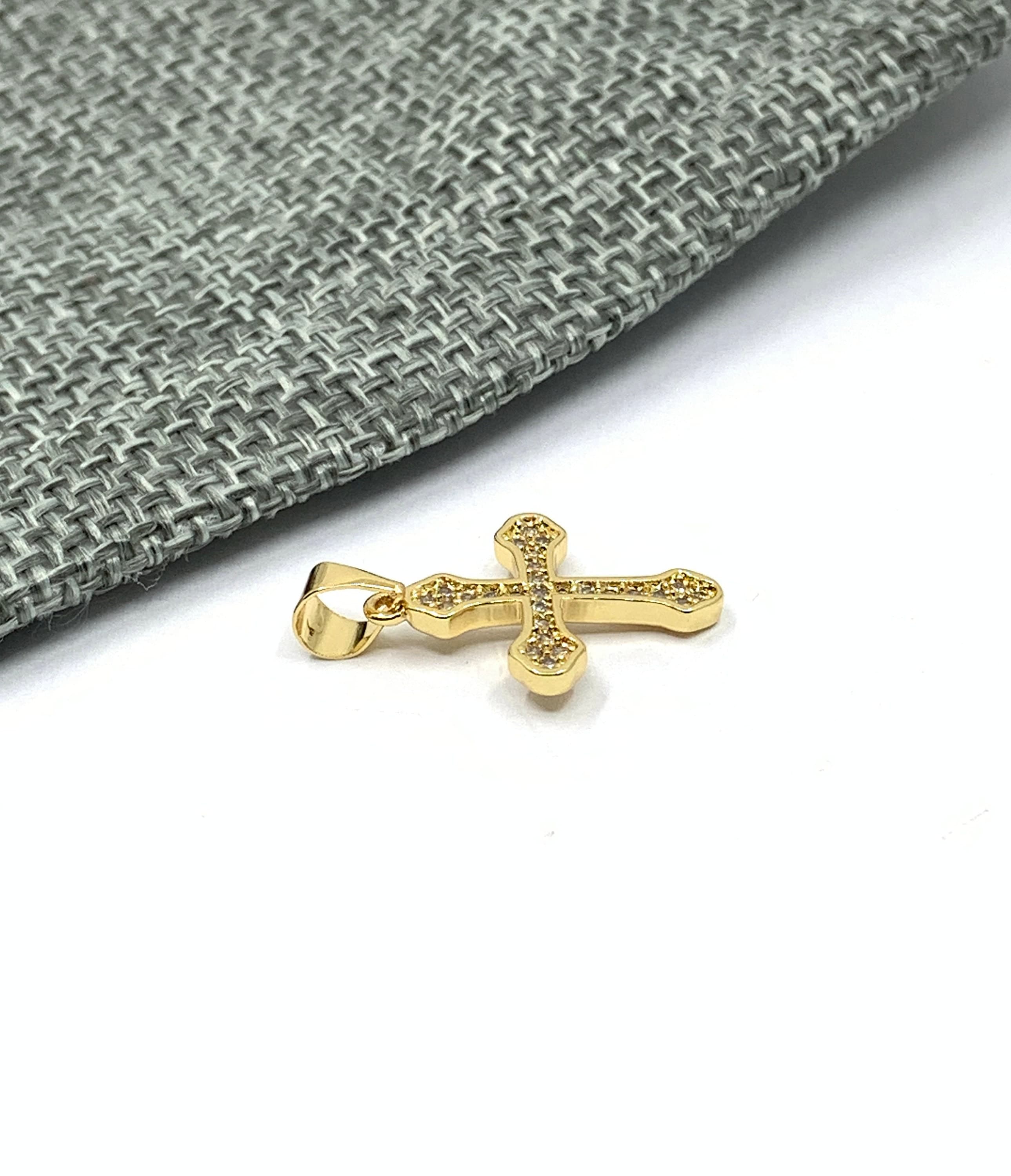 18k gold plated gold cross charm pendant