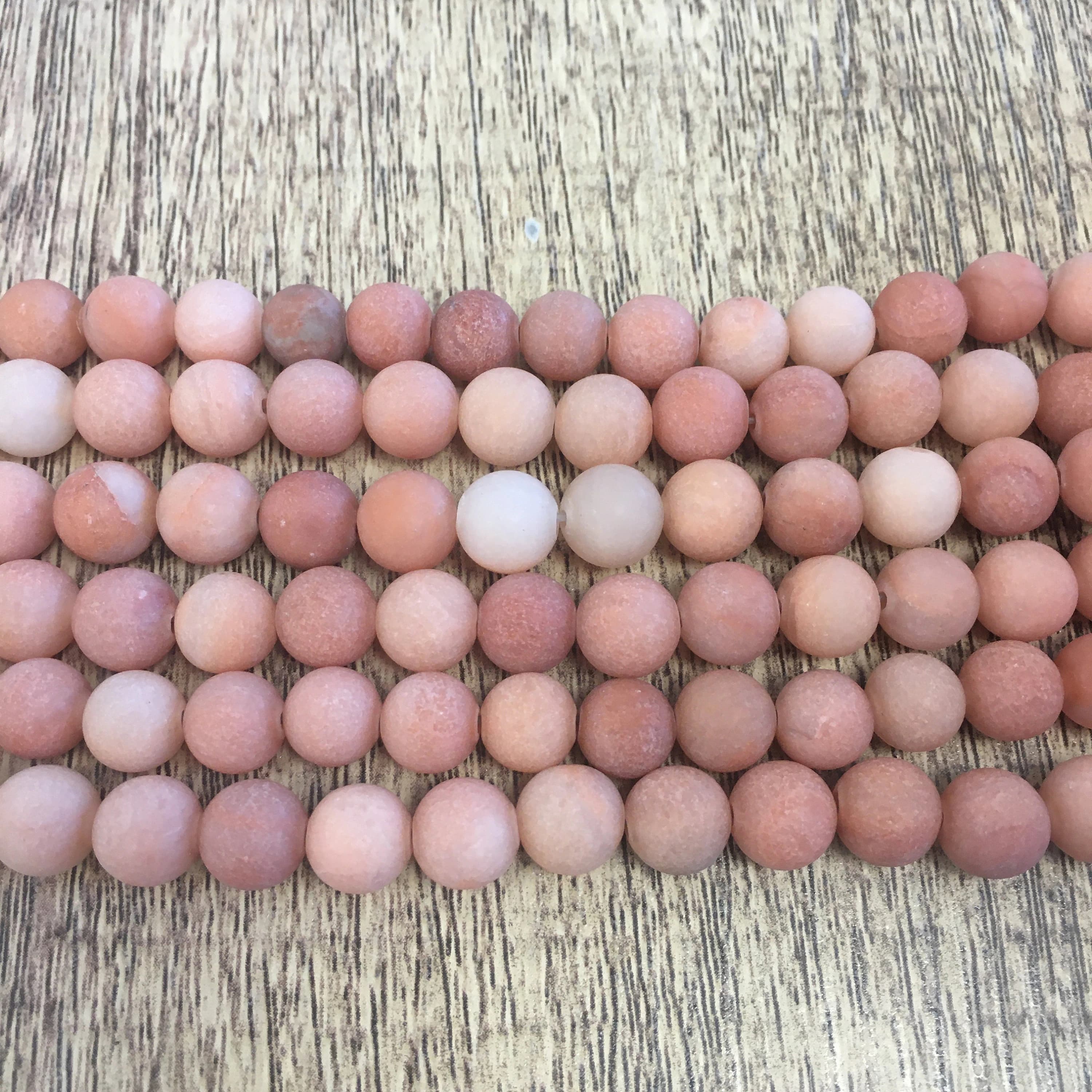 Matte Pink Aventurine Beads, B quality, has natural black marks inside, 4mm, 6mm, 8mm aventurine beads, Bellaire Wholesale, Bulk - image 4