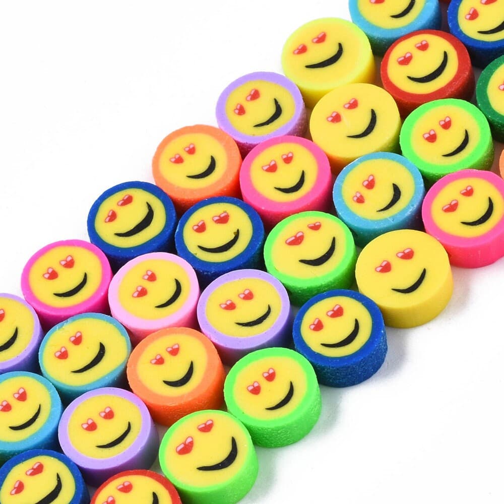 Happy Face Bead, Heart Eyes Emoji, Mix Color Smiley Face Clay Beads, Rubber Polymer clay beads, Happy Face Emoji beads, Bellaire Wholesale - image 3