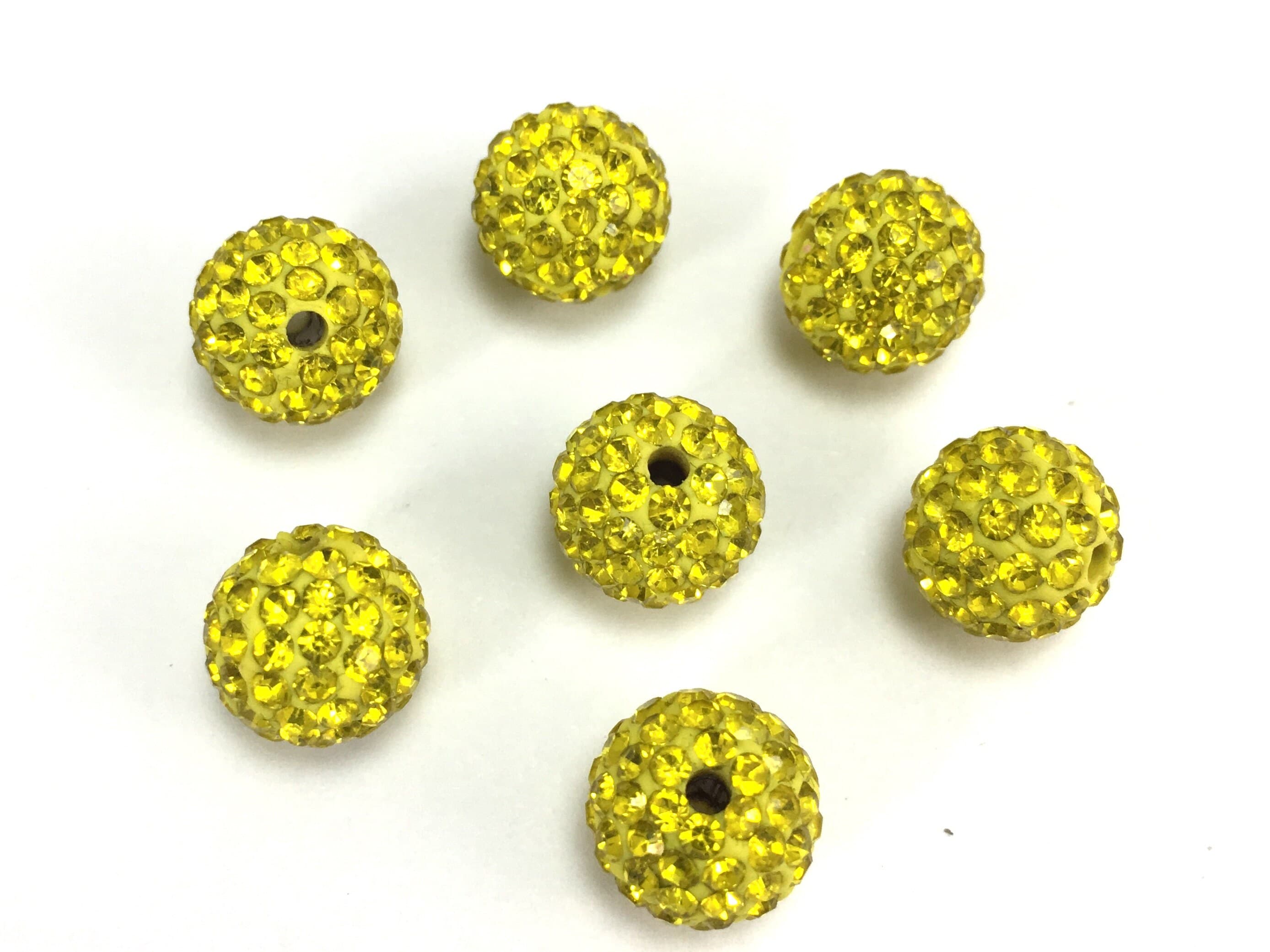 Yellow Rhinestone Bead, 8 mm Disco beads, Yellow bead, 8 mm Yellow beads, Yellow crystal bead, small crystal beads, Canadian Supplier - image 4