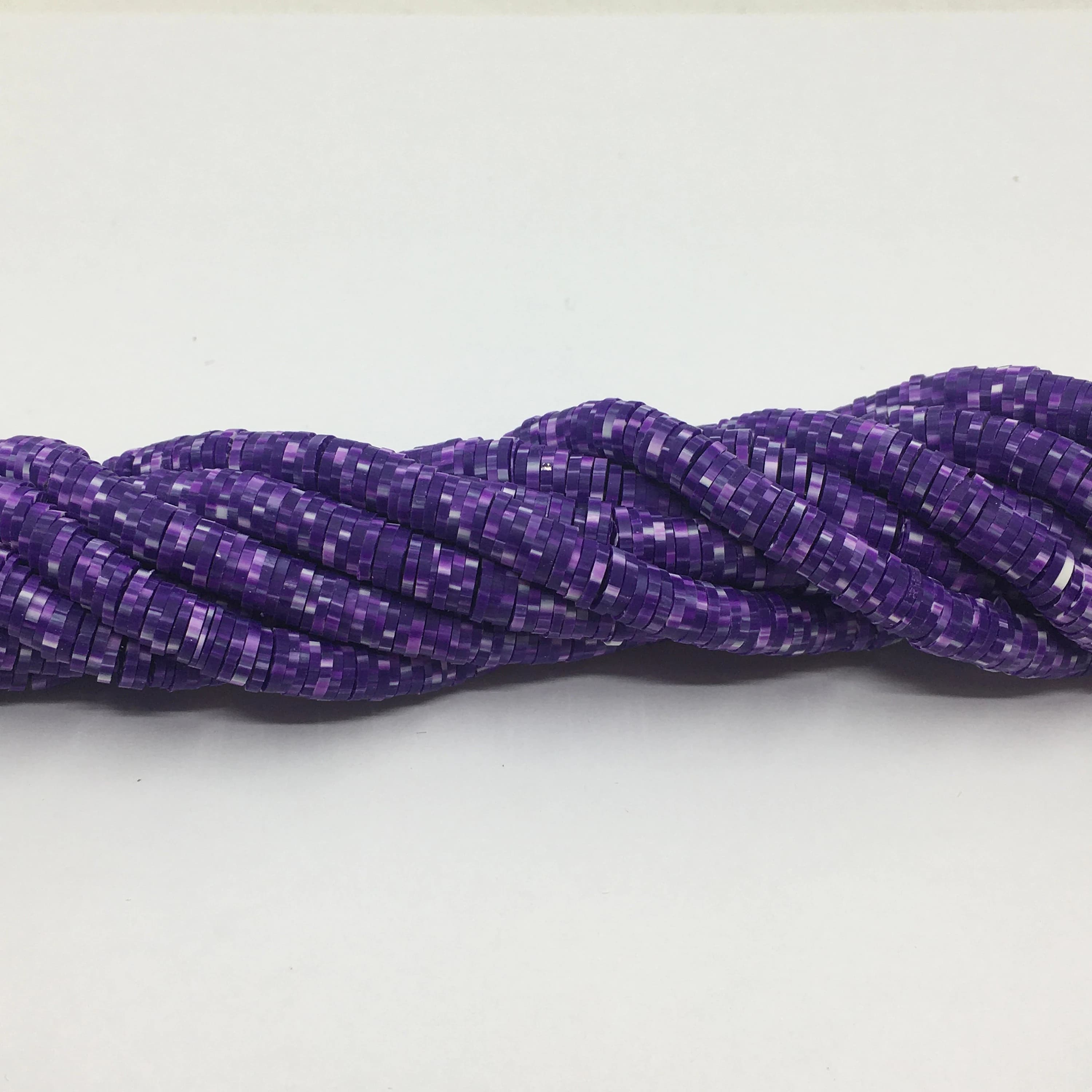 Dotted Purple Heishi Beads, Blue, Salmon Pink Heishi Disc Beads, 6mm Beads, Rubber Beads, Vinyl Beads, Bellaire Wholesale, Canadian Supplier - image 5