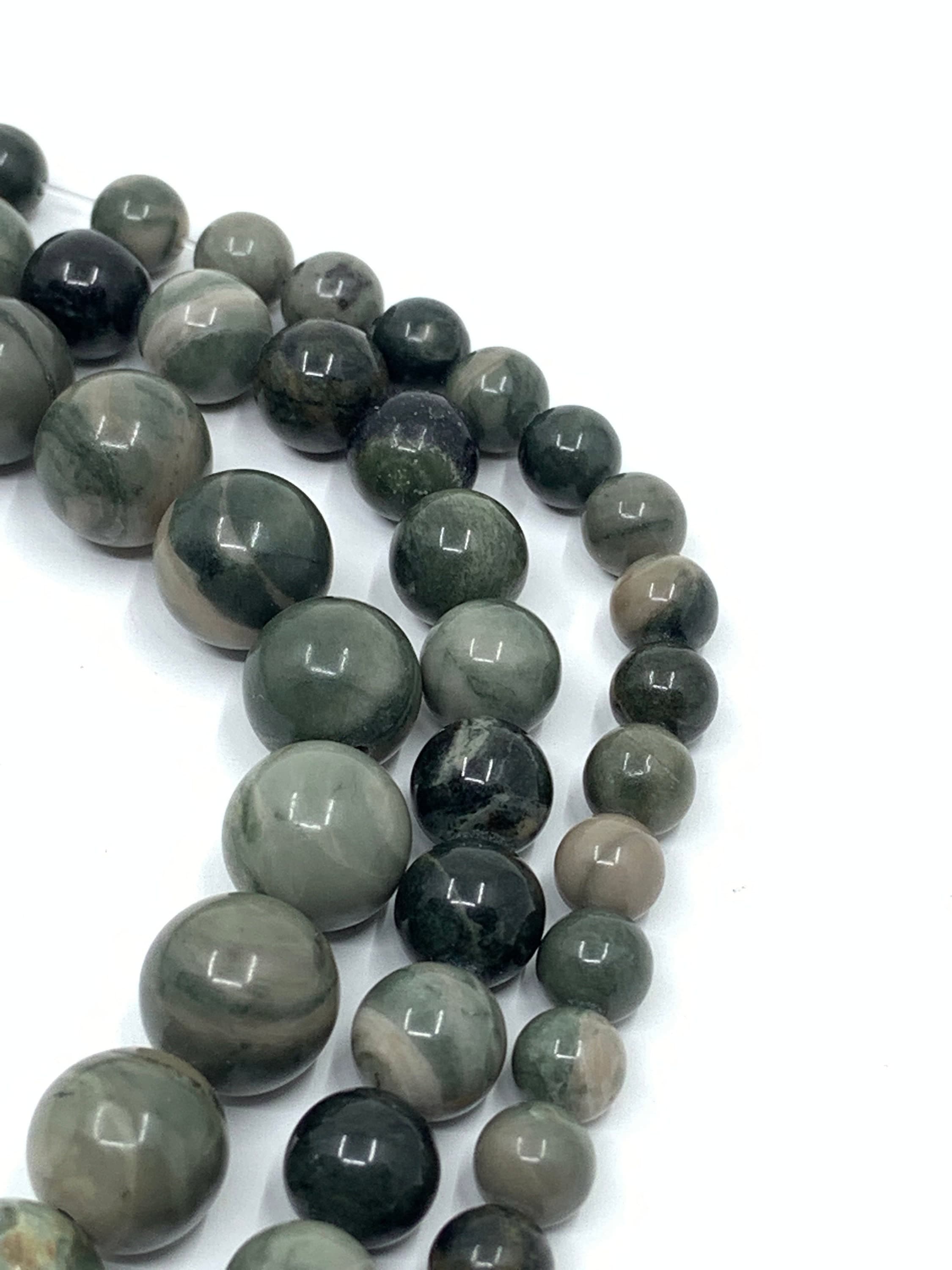 Green wood Jasper beads, Natural gemstone beads, Smooth round, jewelry making, Healing gem stone, Canadian Supplier, full strand, bulk buy - image 5