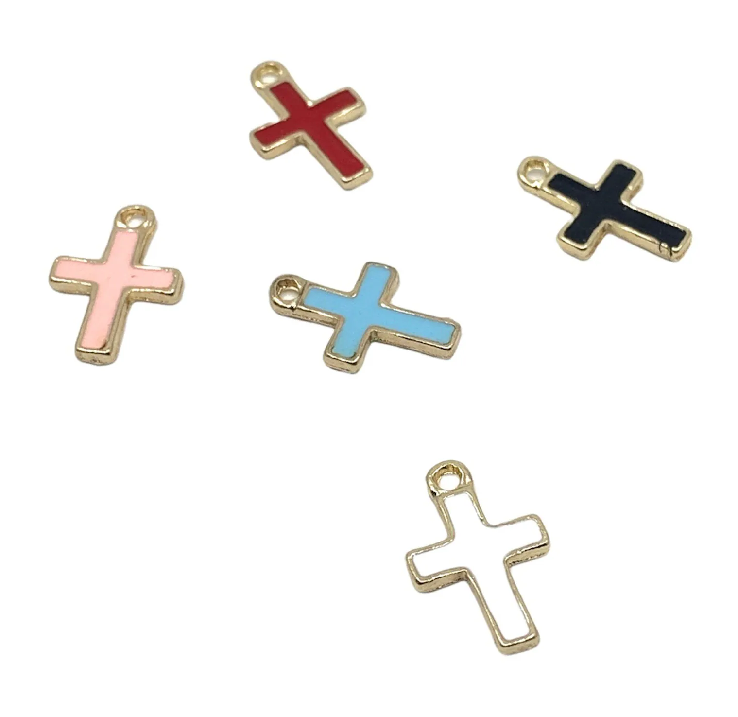 Enamel Cross Charms, Pack of 10pcs, Religious Jewelry, Dainty tiny cross, Christening gifts, Baptism Gifts, DIY Jewelry making, Mix Colors