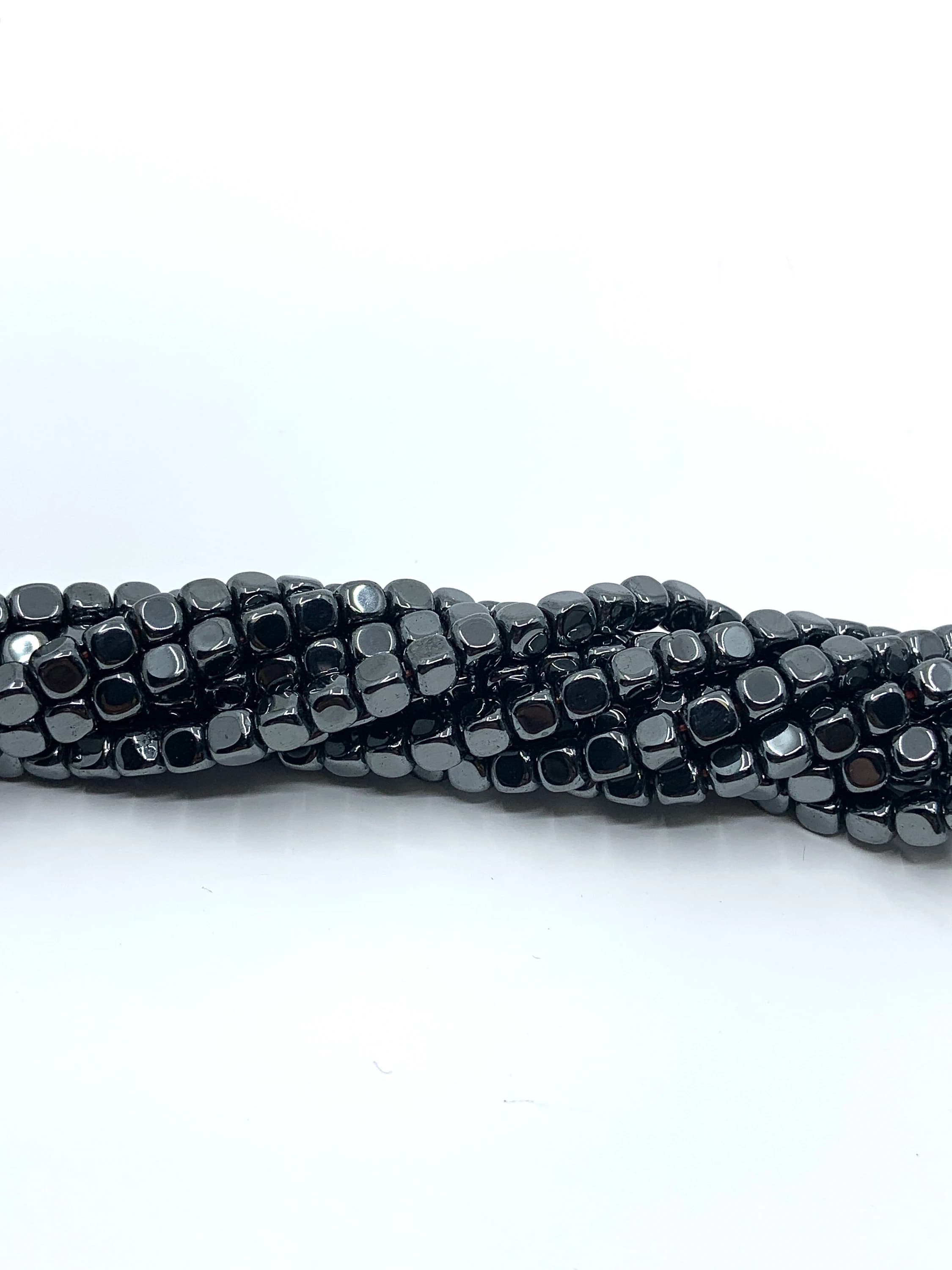 4mm Square Hematite Bead, Natural Stone, Hematite, Square Beads, Mala Bead, Canadian Supplier, Beading Supplier - image 3