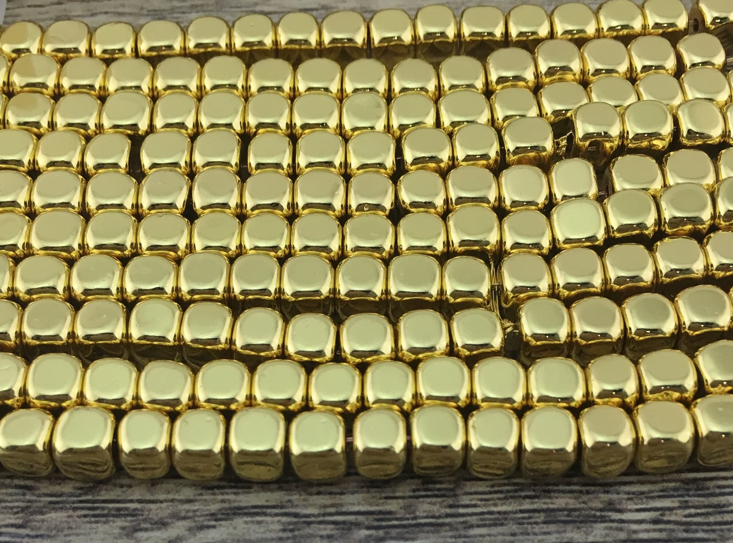6mm Gold Square Hematite Bead, Natural Stone, Hematite, Square Beads, Mala Bead, Canadian Supplier, Beading Supplier - image 3