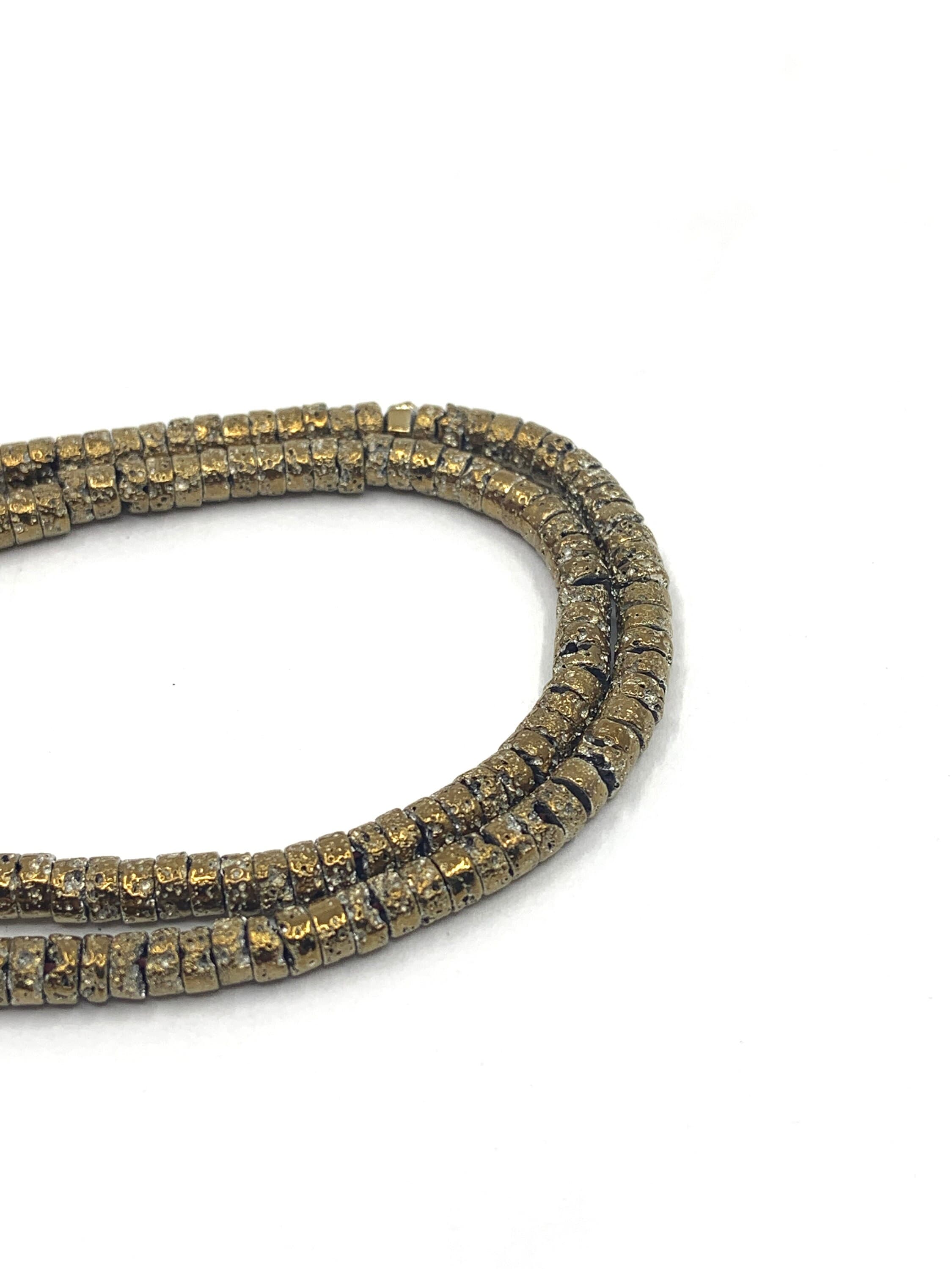 Lava Spacer Beads, Flat Round Gold Plated, Silver Plated, Volcanic Rock, Jewelry Making, Wholesale Supplier - image 4