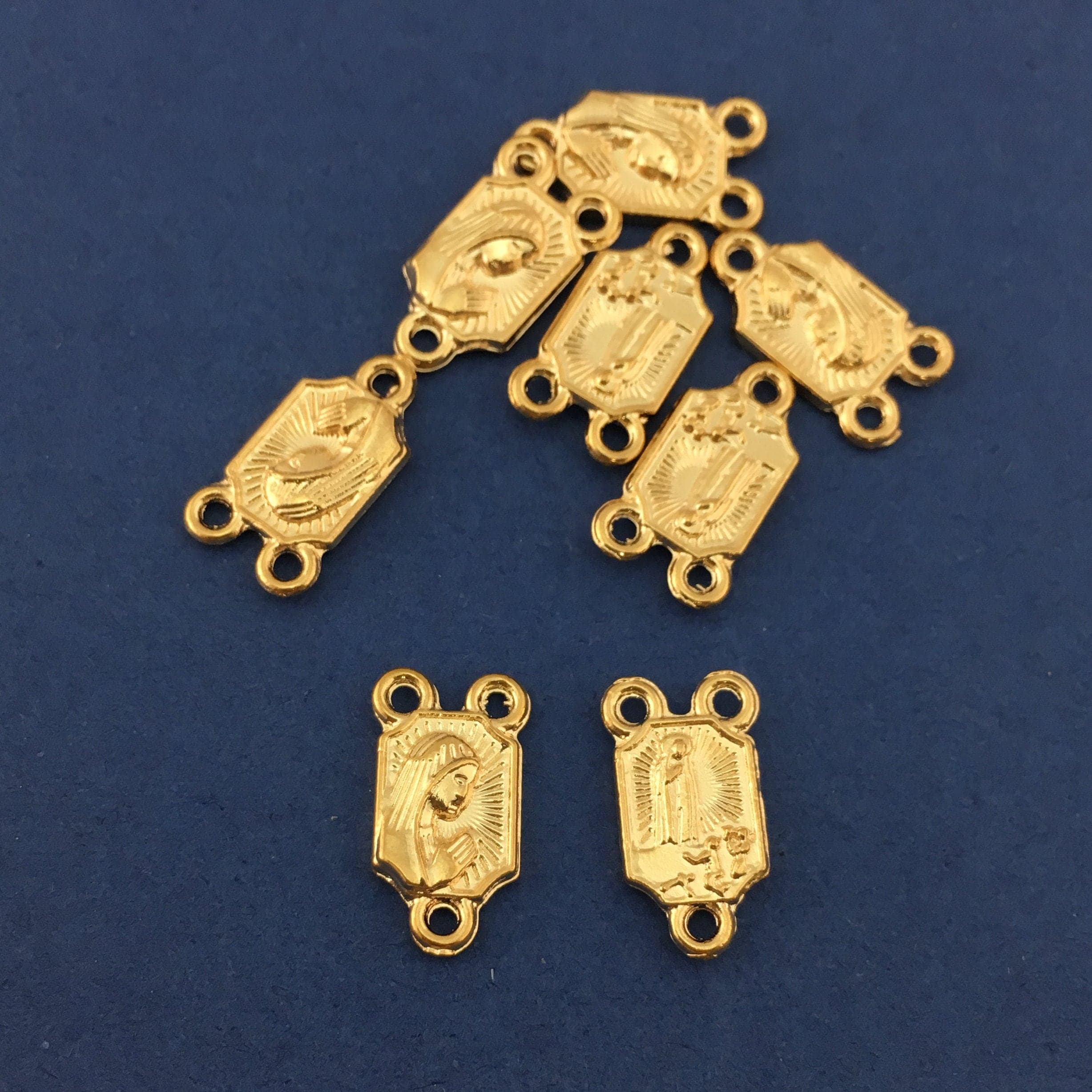 Mother Mary Light Gold Rosary Connector, Center Piece, 16 Rosary Center Piece, DIY Supply, Jewellery Making Supply, Connector Charm