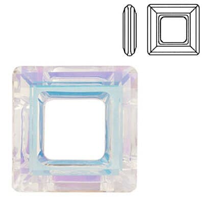4439 Swarovski Square Ring, 1 Pendant 30mm Crystal AB unfoiled, Swarovski Elements, Crystal Pendant, Swarovski Square AB Pendant, - image 3